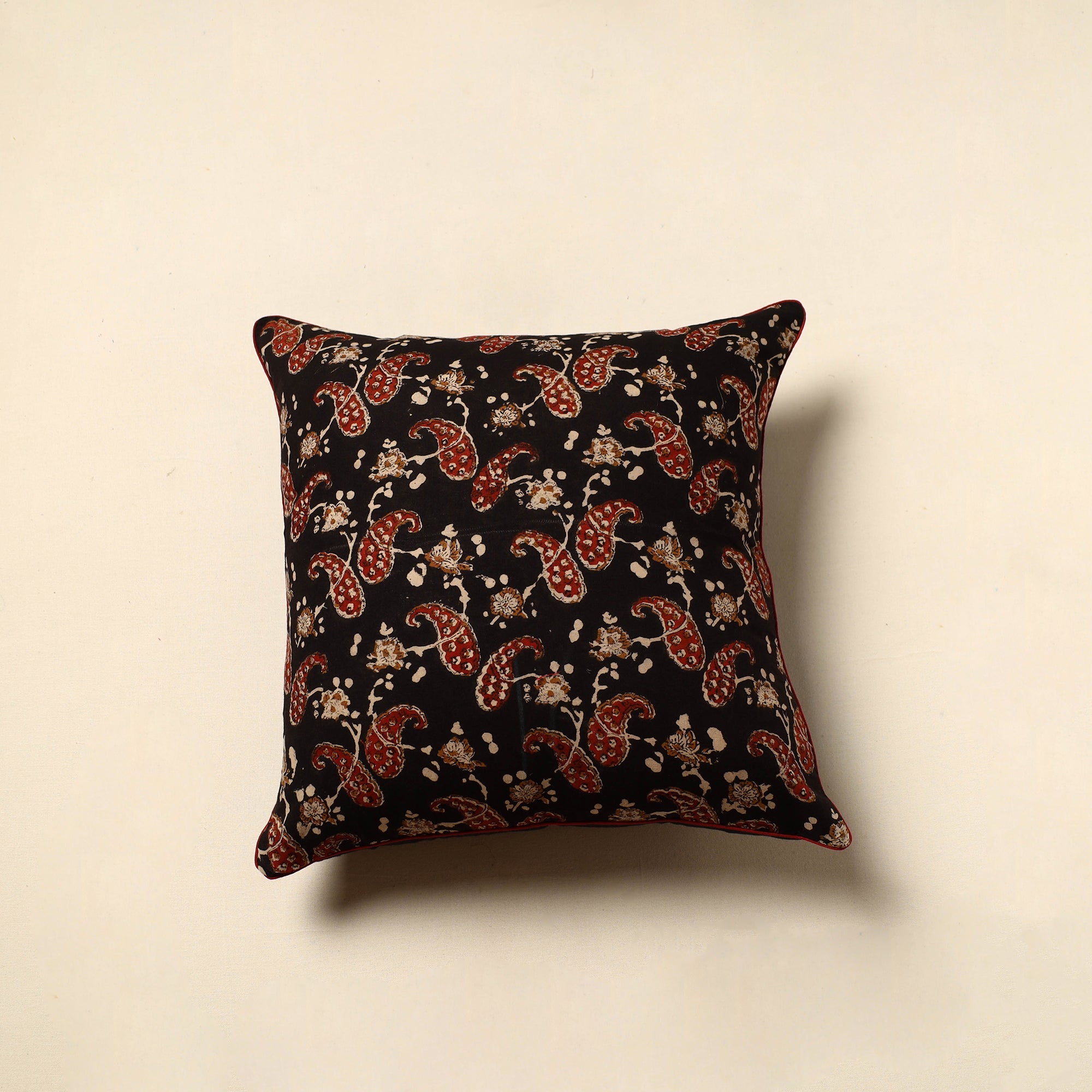NOORI BAZAR Black - Cotton Block Printed Bagru Cushion Cover (16 x 16 in) 13