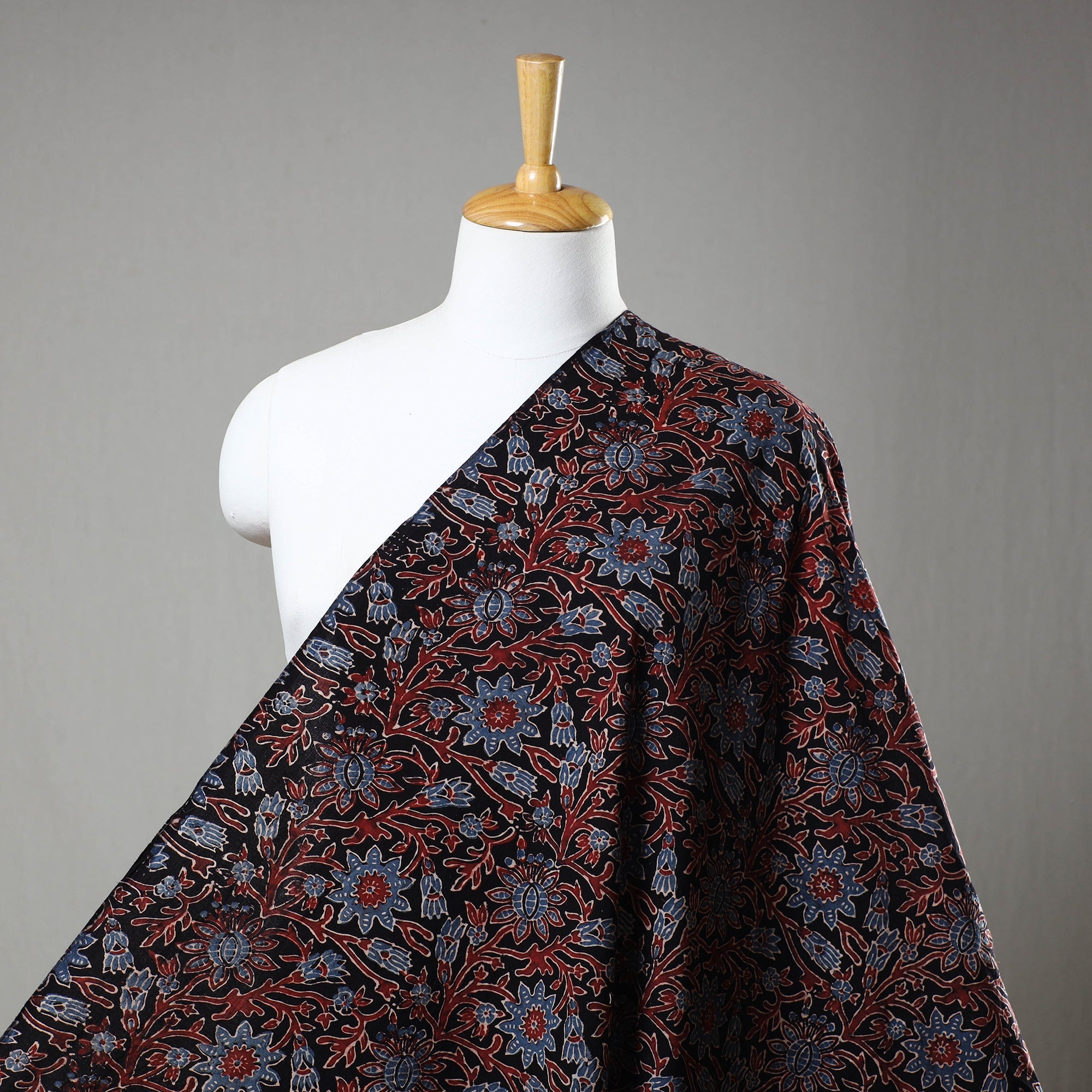 RIYAZ ABDULMAJID KHATRI - AJRAKH Black - Block Print Cotton Ajrakh Fabric 12