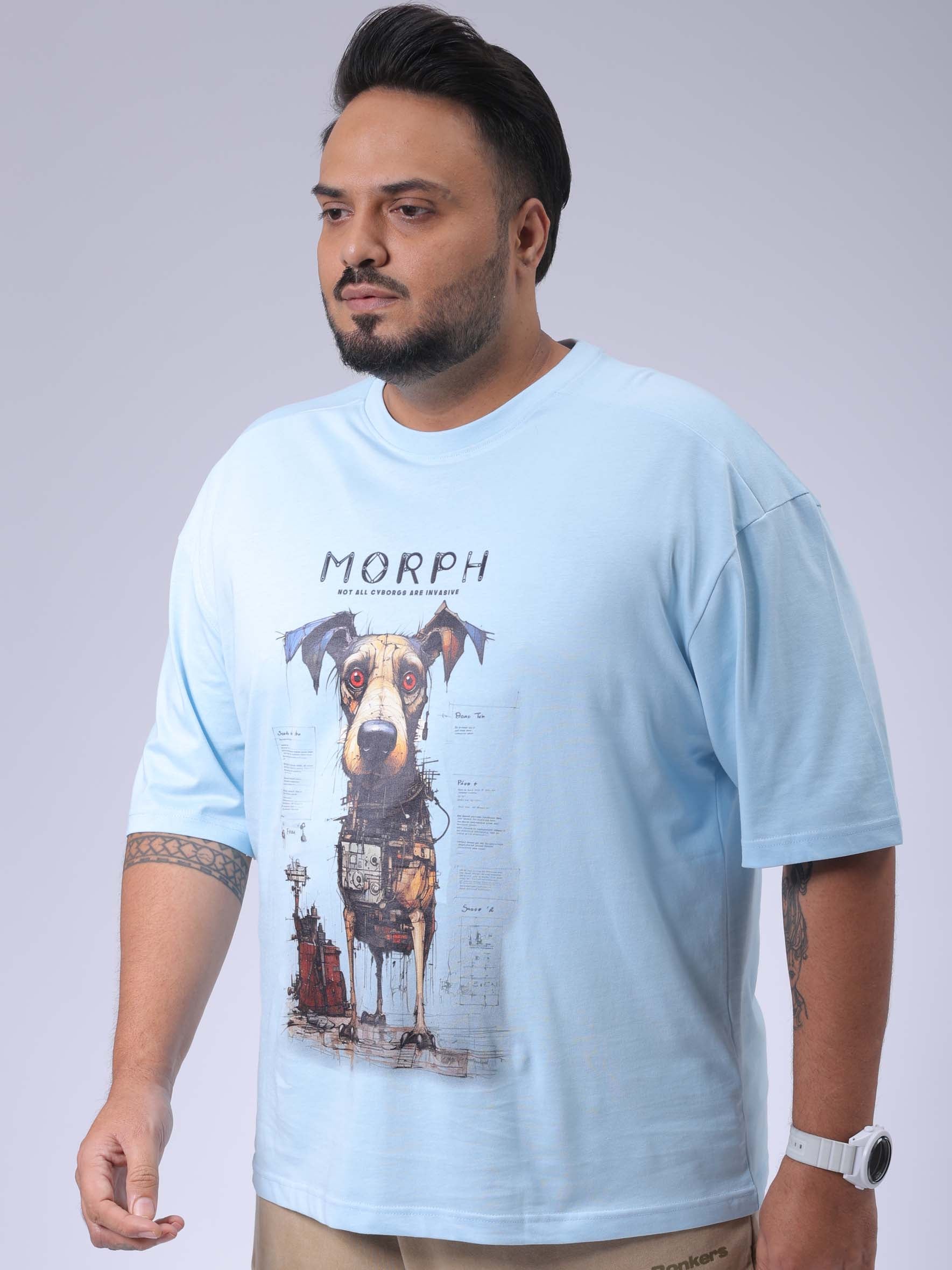 HARDSODA Men's Plus Size Blue Relaxed Fit Printed T-Shirt - view 4