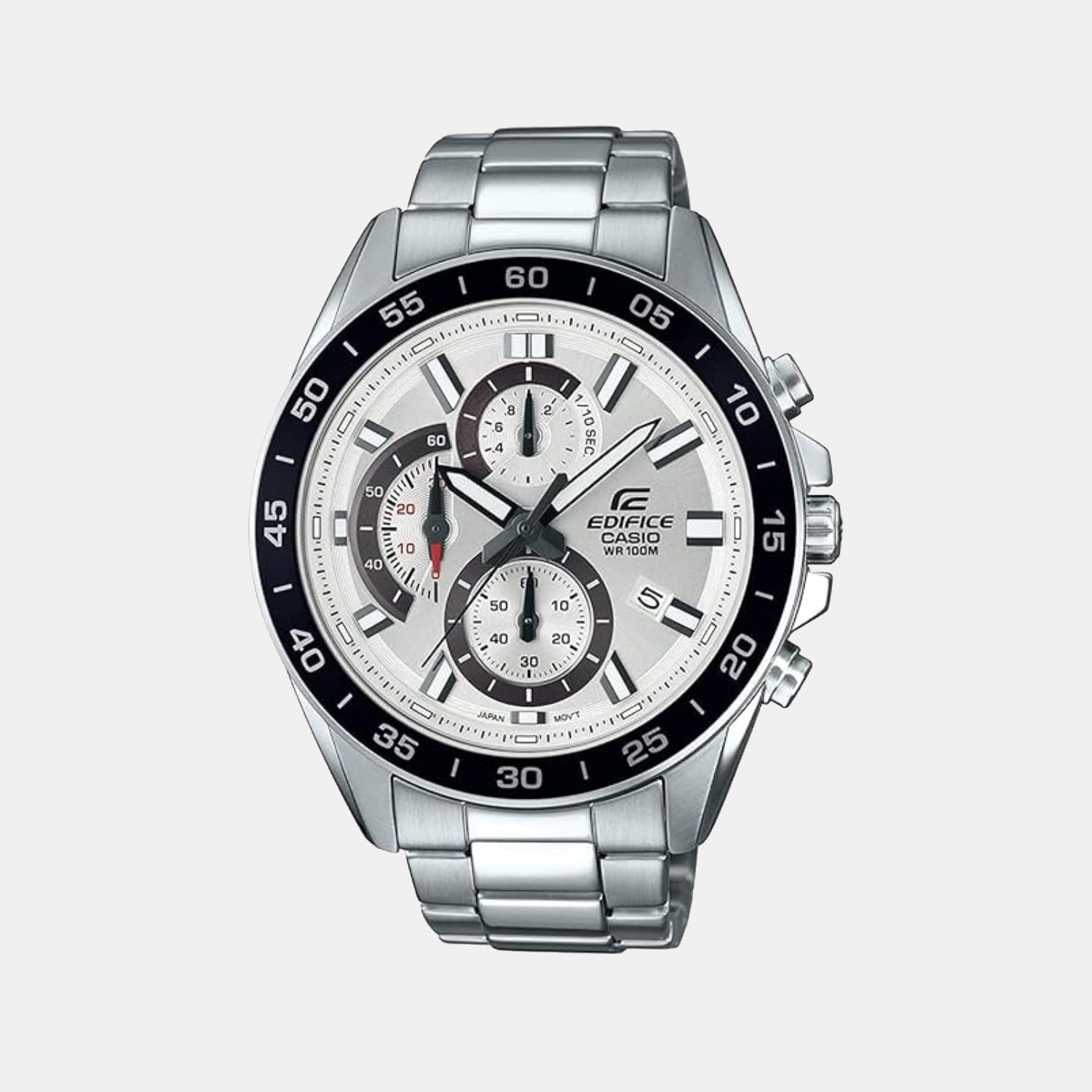 Casio Edifice Men Quartz White Dial Chronograph Stainless Steel Watch ED556