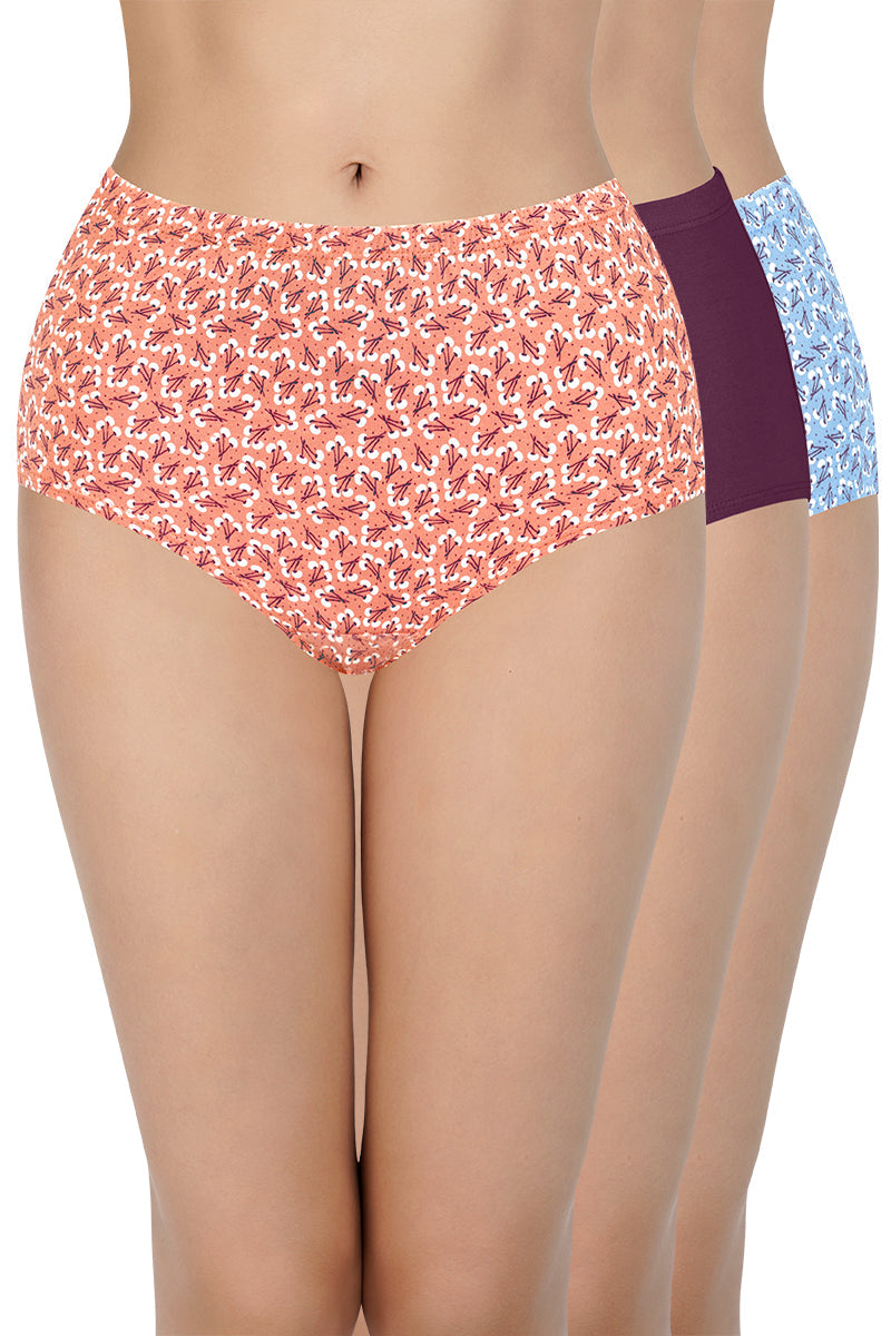 every de 100% Cotton Full Brief Panty Pack (Pack of 3) - D026 - Multi