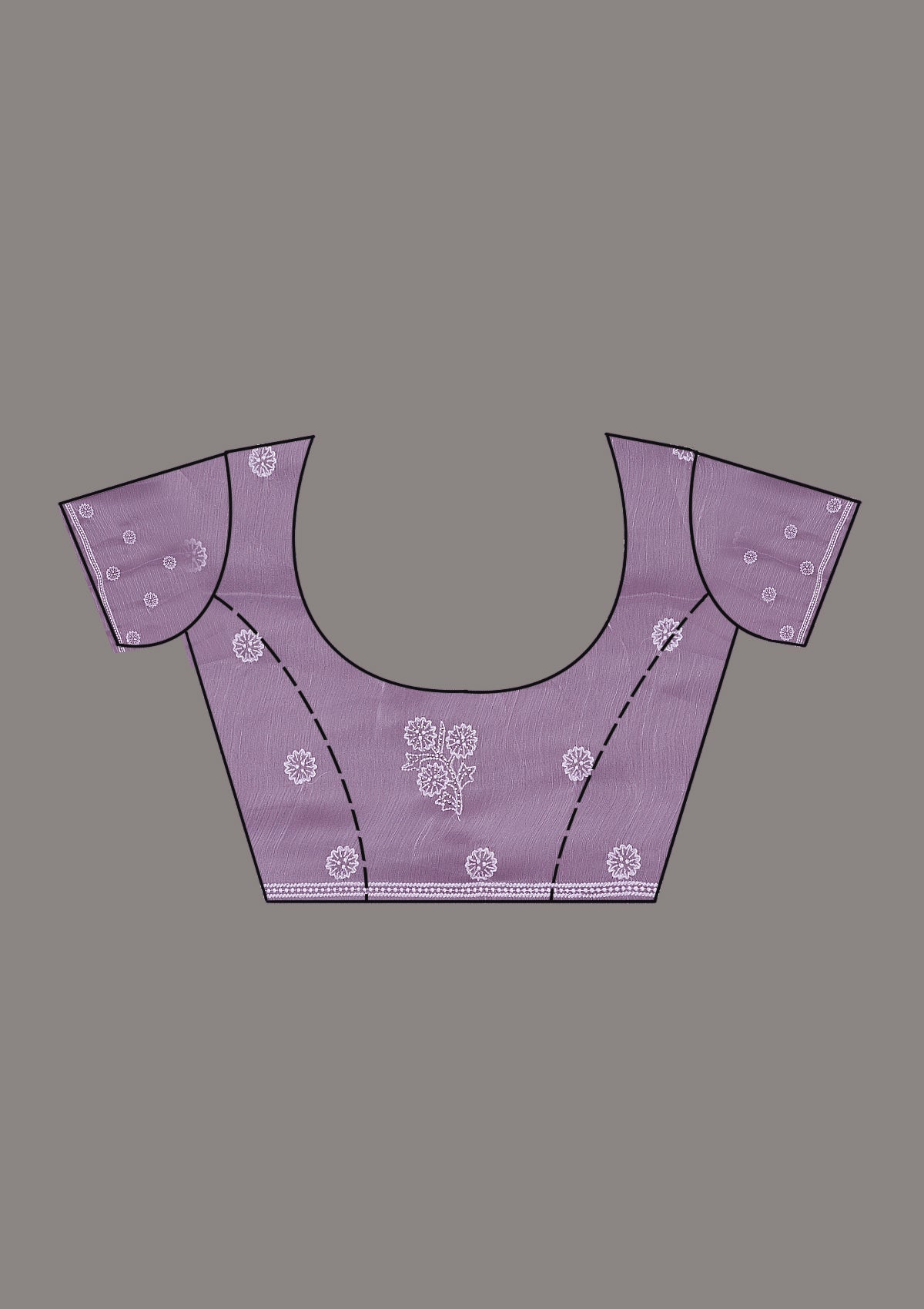 Koskii Lavender Threadwork Tissue Saree – Women's - view 8