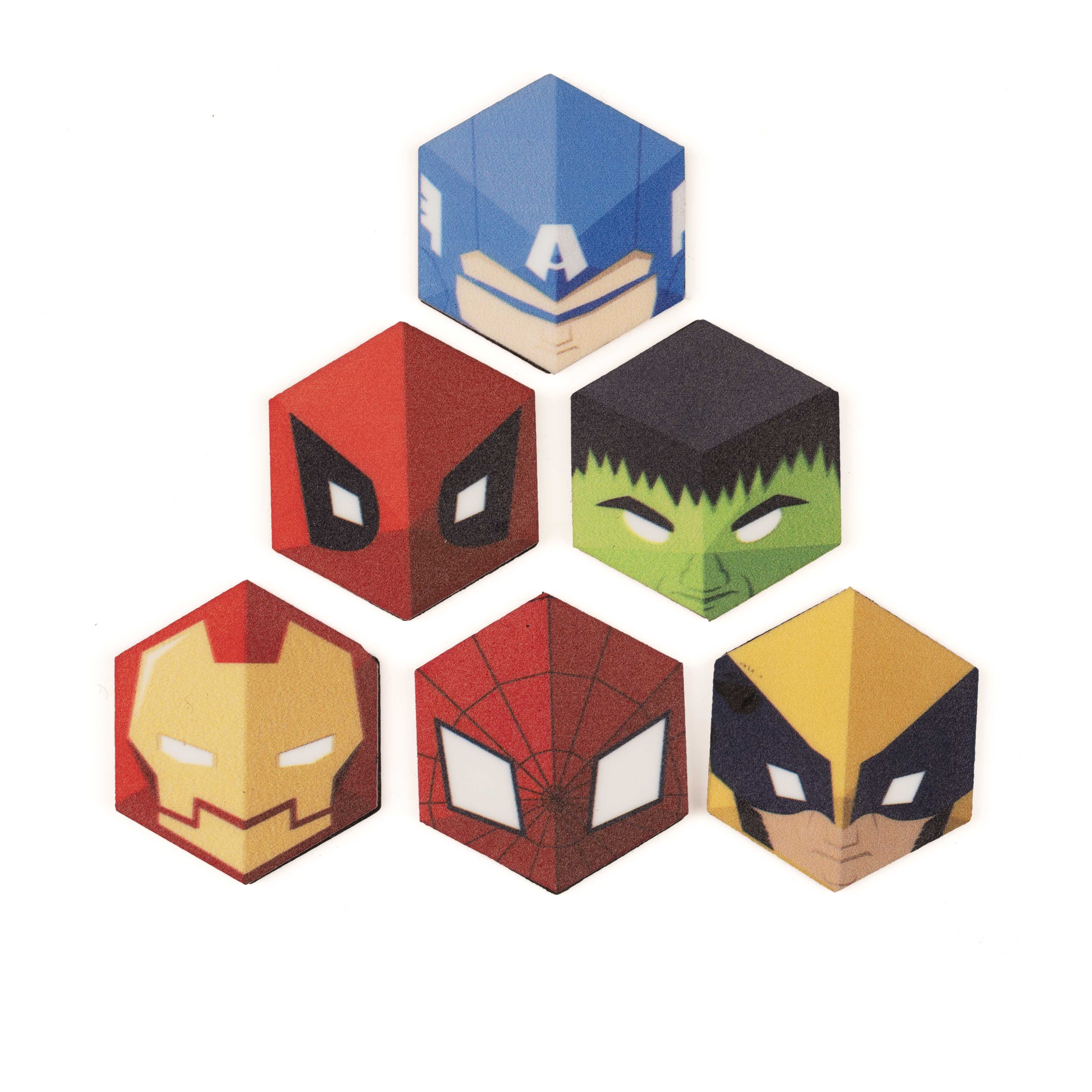 Bigsmall_cc Wooden Superhero Mini Fridge Magnets - Set of 6