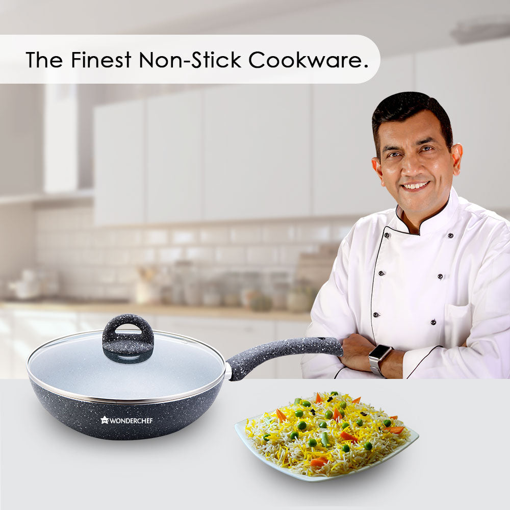 Wonderchef Renewed Granite 26cm Non-Stick Wok (without Lid) - view 3