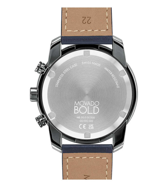 Movado Bold Verso Men Quartz Grey Dial Chronograph Leather Watch 3600909 - view 3