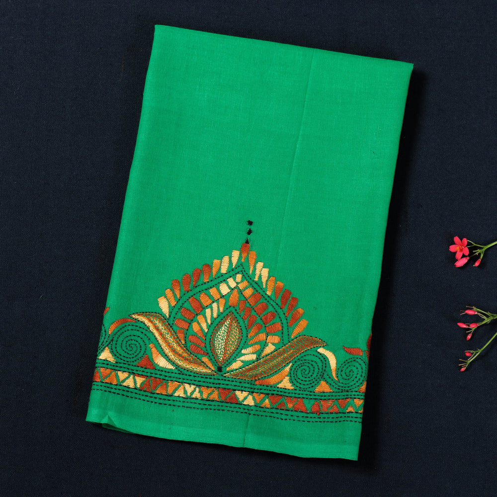 RUISA Bengal Heavy Kantha Embroidery Work Pure Cotton Blouse Piece