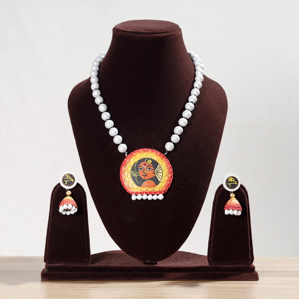 KHUSHBASH - HAPPY LOOM OF EAST Bishnupur Handpainted Terracotta Necklace Set