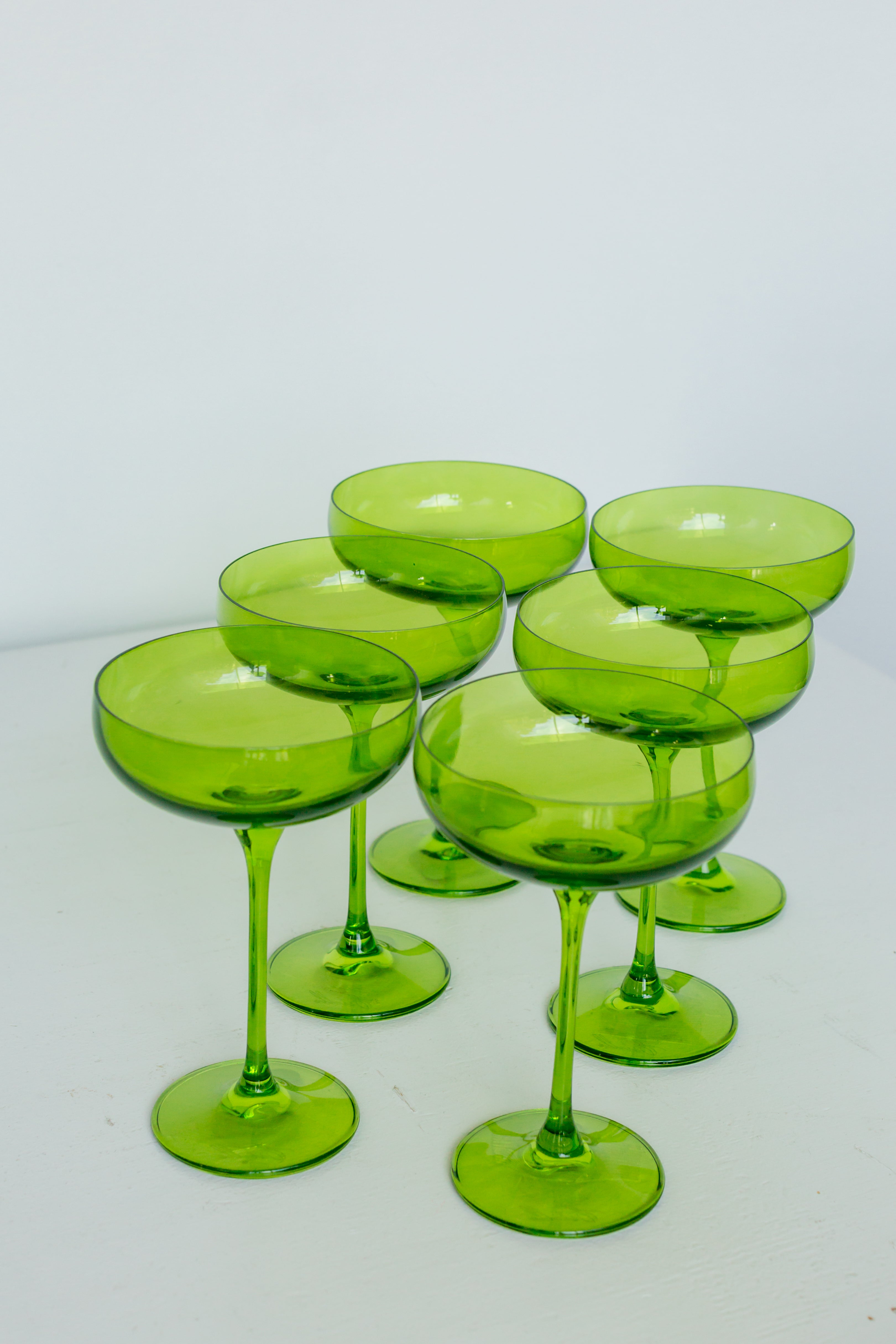 Estelle Colored Glass Estelle Colored Champagne Coupe Stemware - Set of 6 {Forest Green}