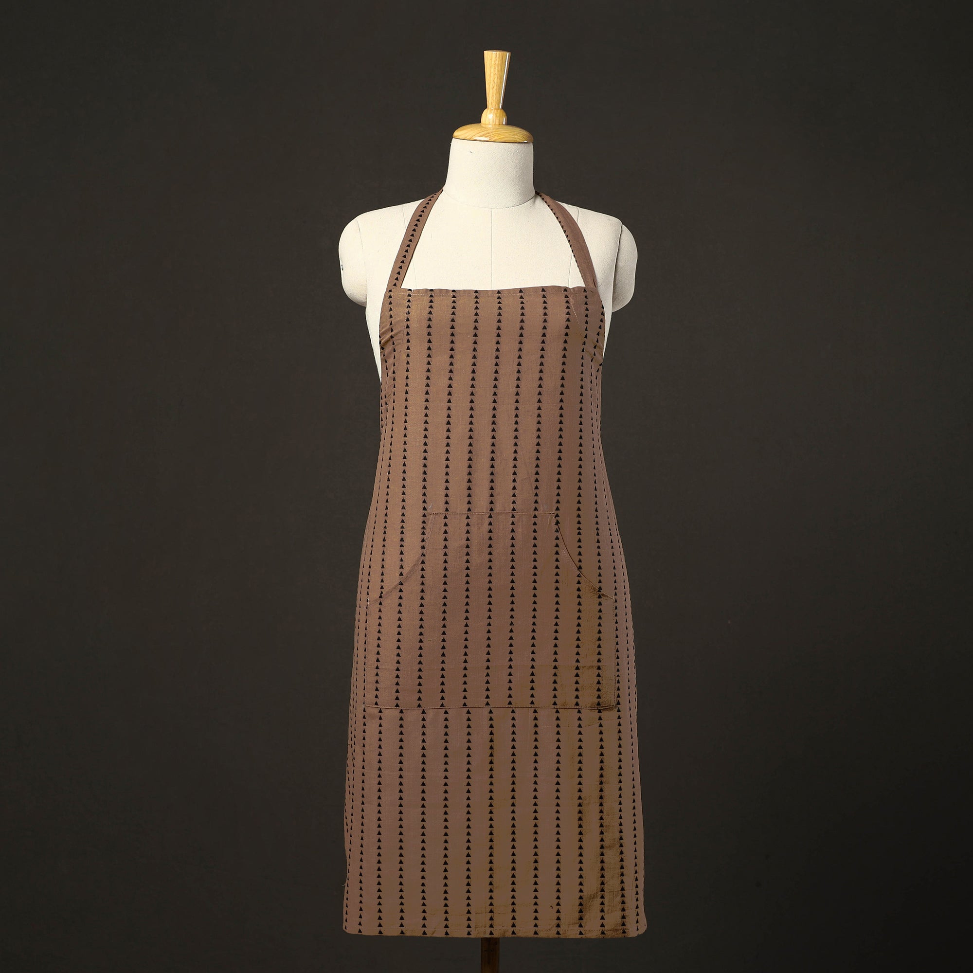JALPARI Brown - Jacquard Weave Cotton Apron with Pocket 07