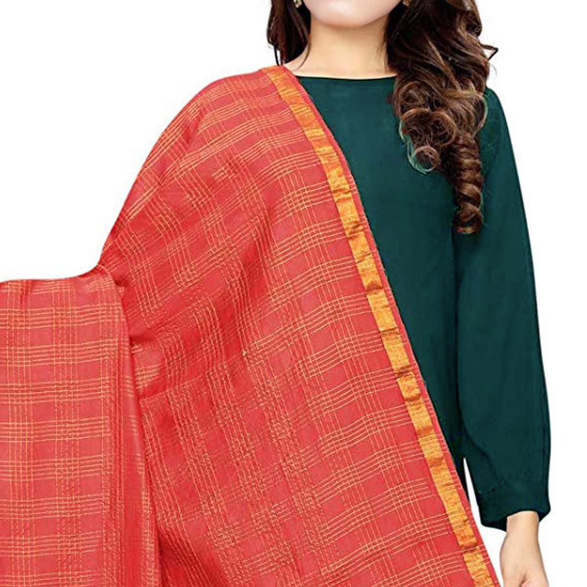 Peachmode Seller Charming Red Colored Festive Wear Cotton Silk Dupatta - view 2