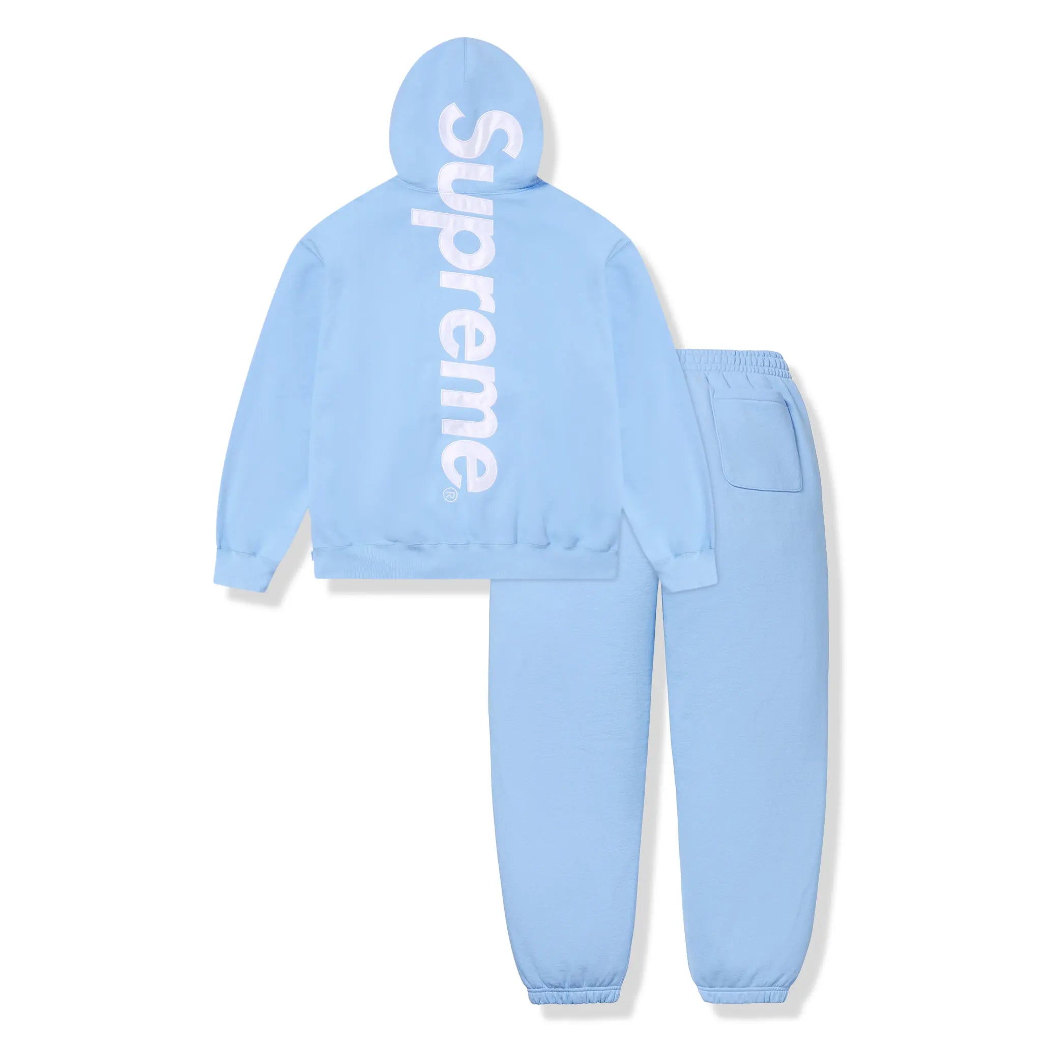 Supreme Satin Applique Light Blue Hoodie & Sweatpants (FW24) - view 2