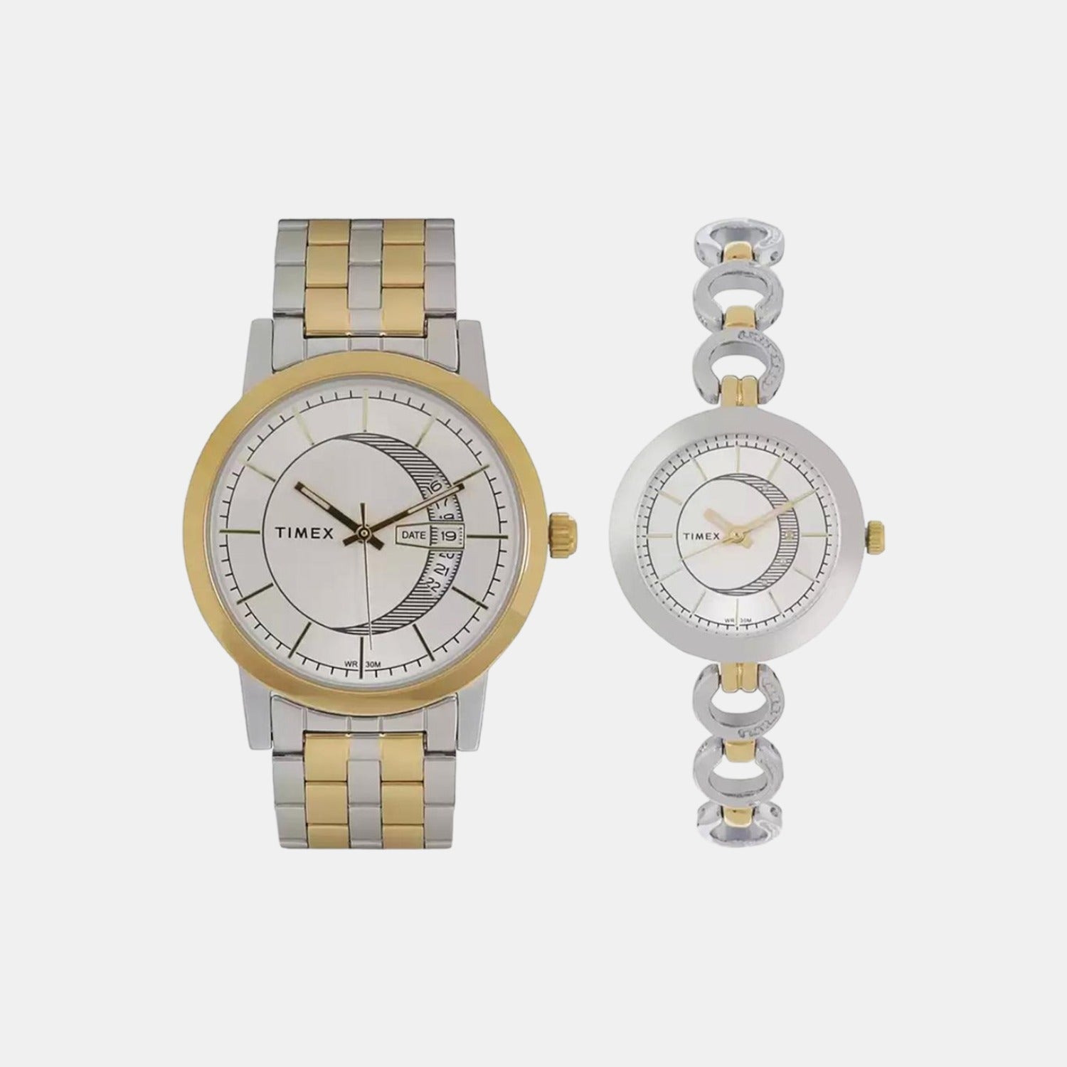 Timex Couple Quartz Silver Dial Analog Stainless Steel Watch TW00PR230