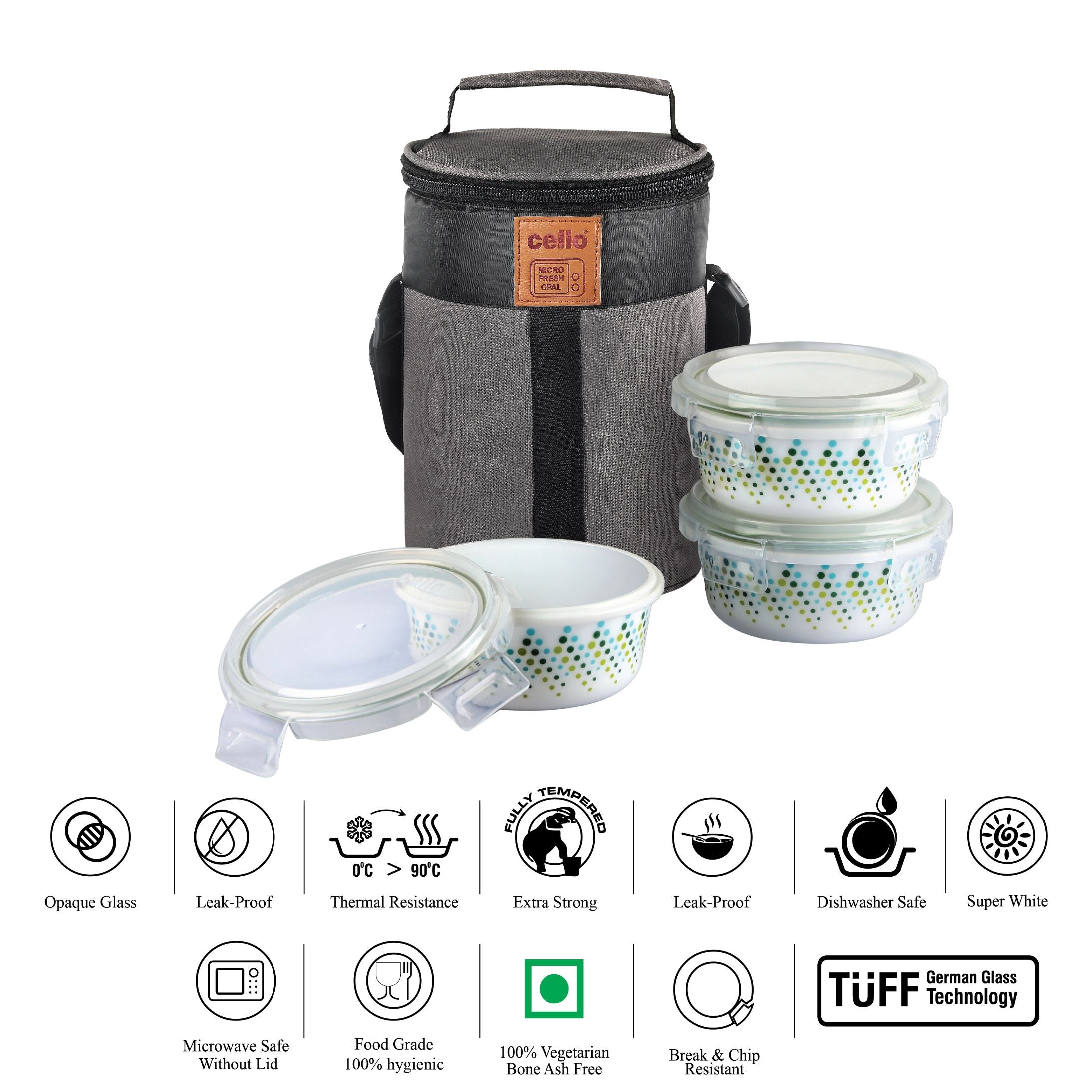 Cello Bubble Drop Opalware Lunch Box with Jacket - view 3