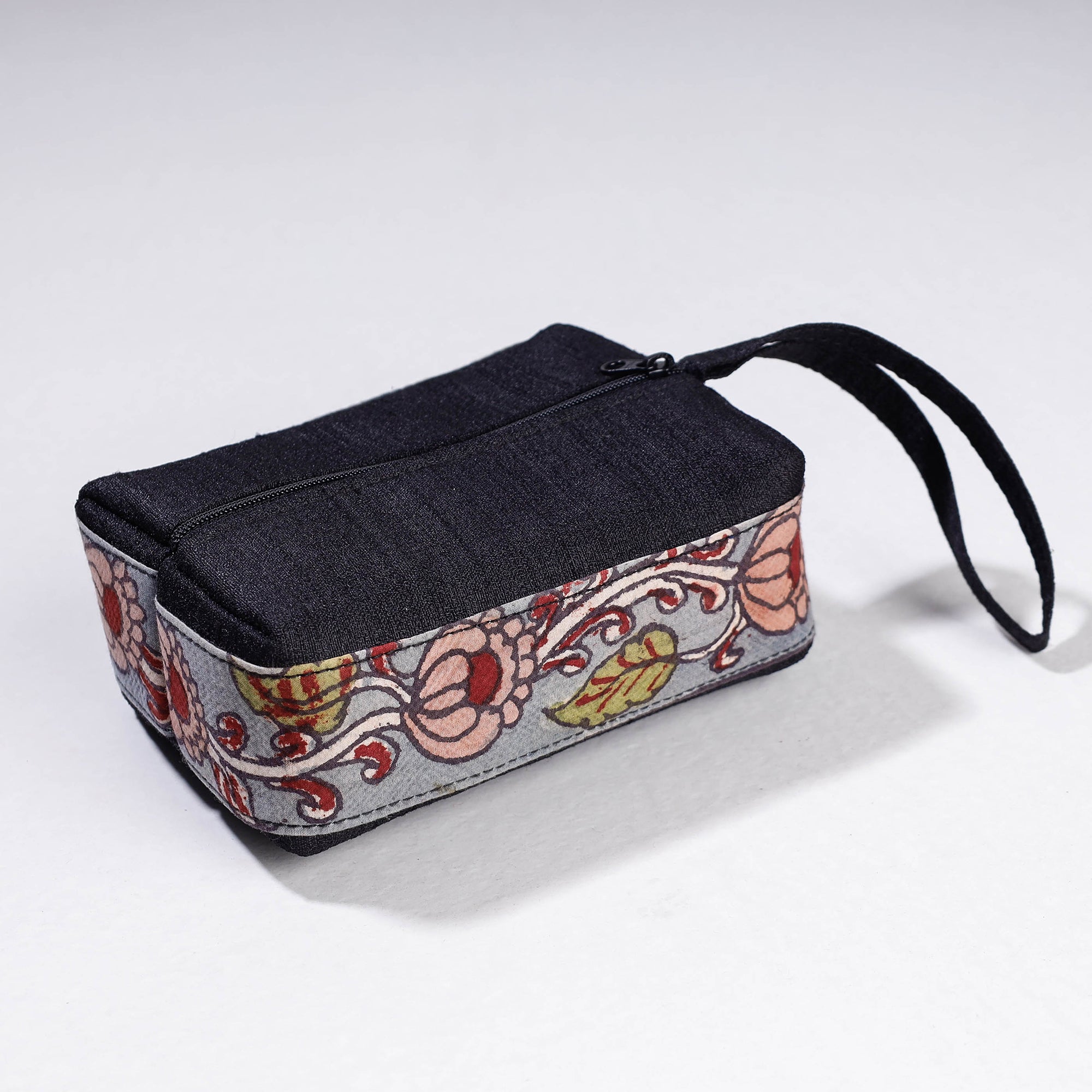 DWARAKA PLUS Black - Handpainted Kalamkari Natural Dyed Ghicha Silk Multipurpose Cosmetic/Toiletry Pouch - view 2