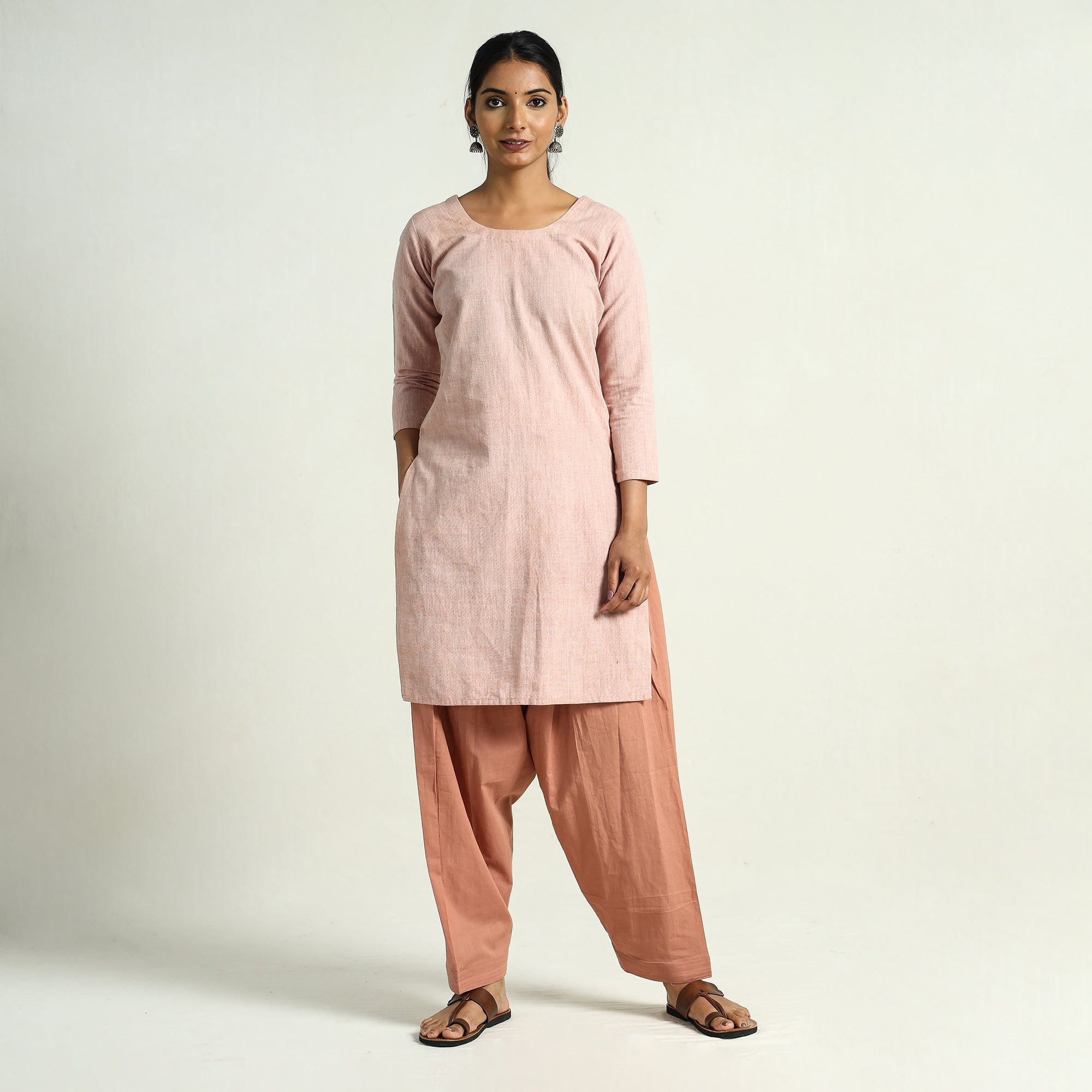 ITOKRI CASUALS Brown - Plain Cotton Women Salwar 04 - view 4