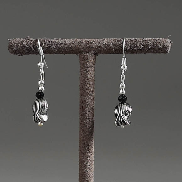 Metal beadwork earrings – DIVINE GUIDANCE CREATIONS Flower - Handmade Metal & Beadwork Earrings 12