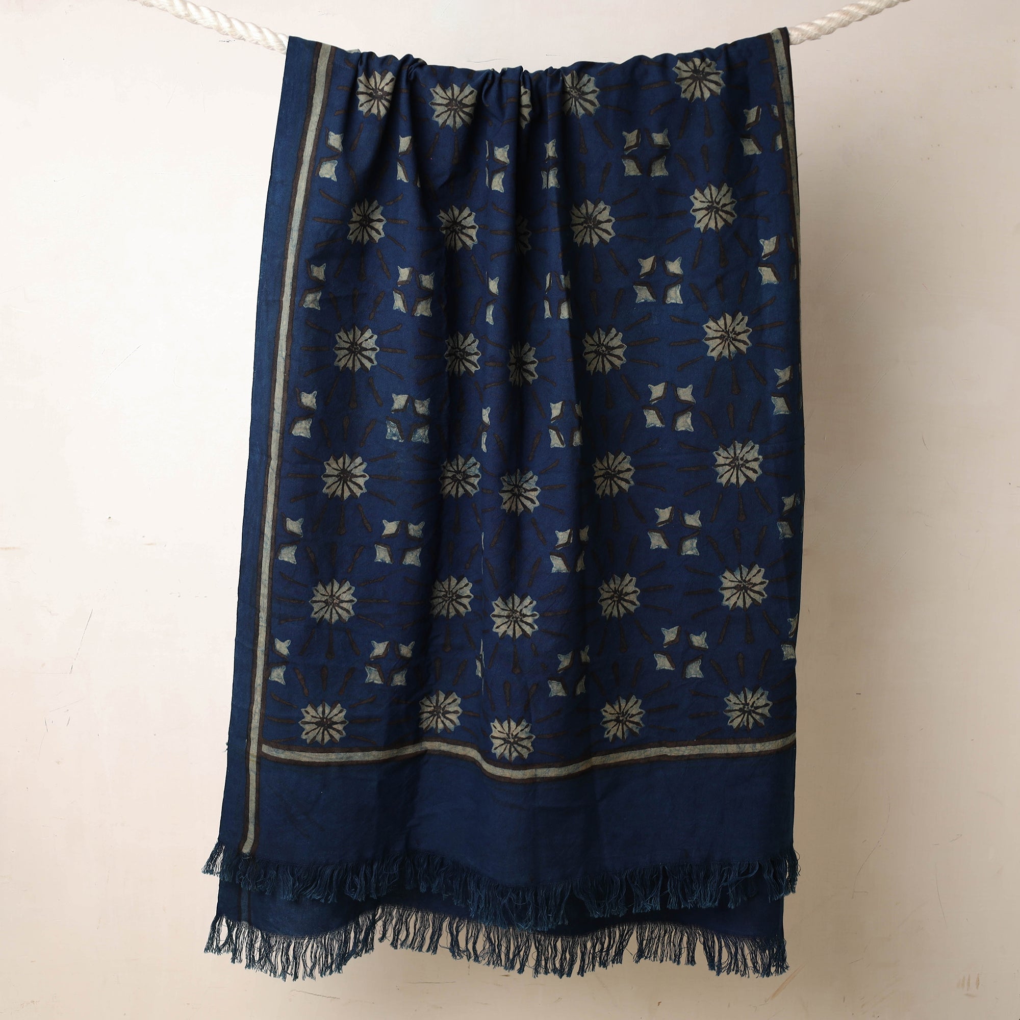ITOKRI CRAFTS INITIATIVE Blue - Akola Block Printed Pure Handloom Cotton Towel - view 2