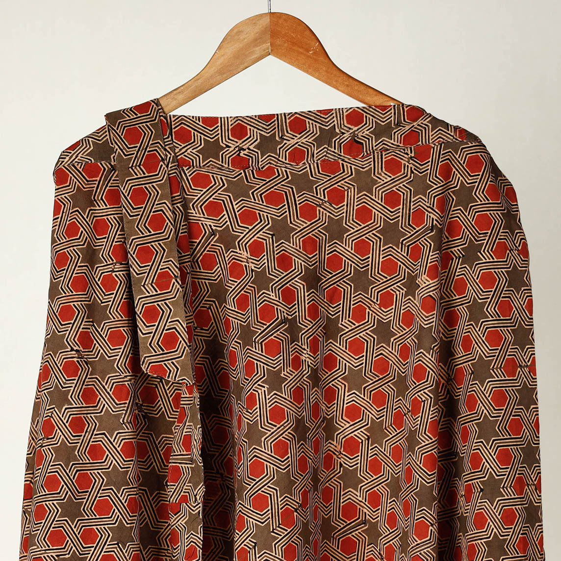 NOORI BAZAR Brown - Ajrakh Block Printed Cotton Wrap Around Skirt - view 3