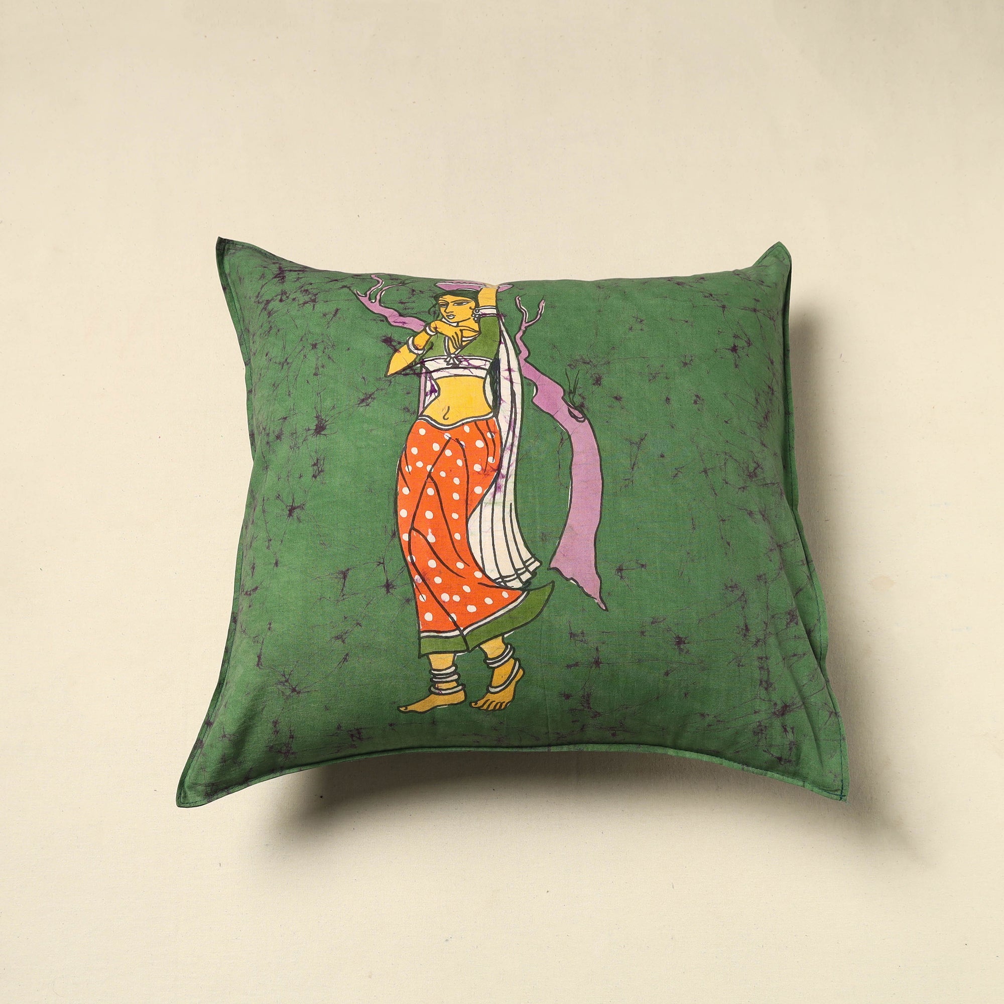 KACHCHH JI CHHAAP Pure Cotton Hand Batik Cushion Cover (18 x 18 in) 84