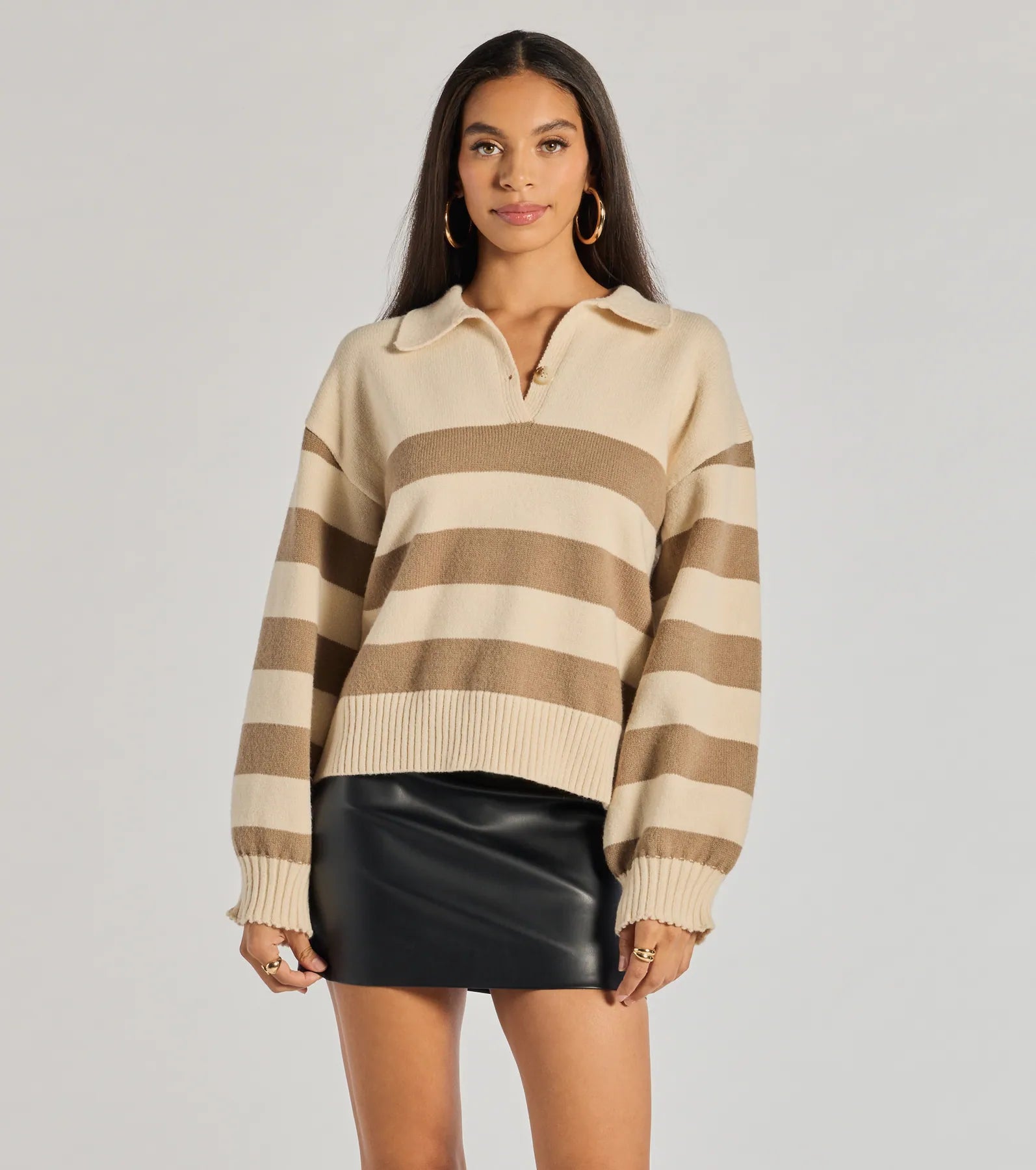 Windsor Stripe Sensation Collared Pullover Sweater