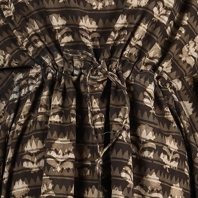 ITOKRI CASUALS Brown - Akola Block Printed Cotton Kaftan with Tie-Up Waist (Short) - view 3