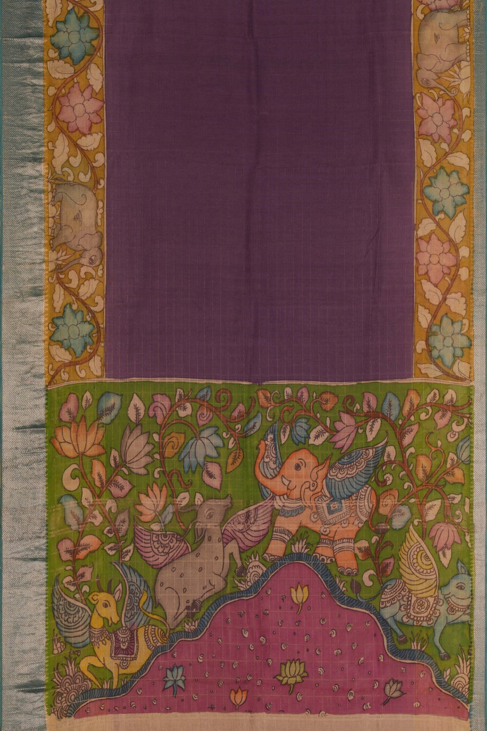 Kalanjali Kalamkari Painted Saree With Natural Dyes. - view 3