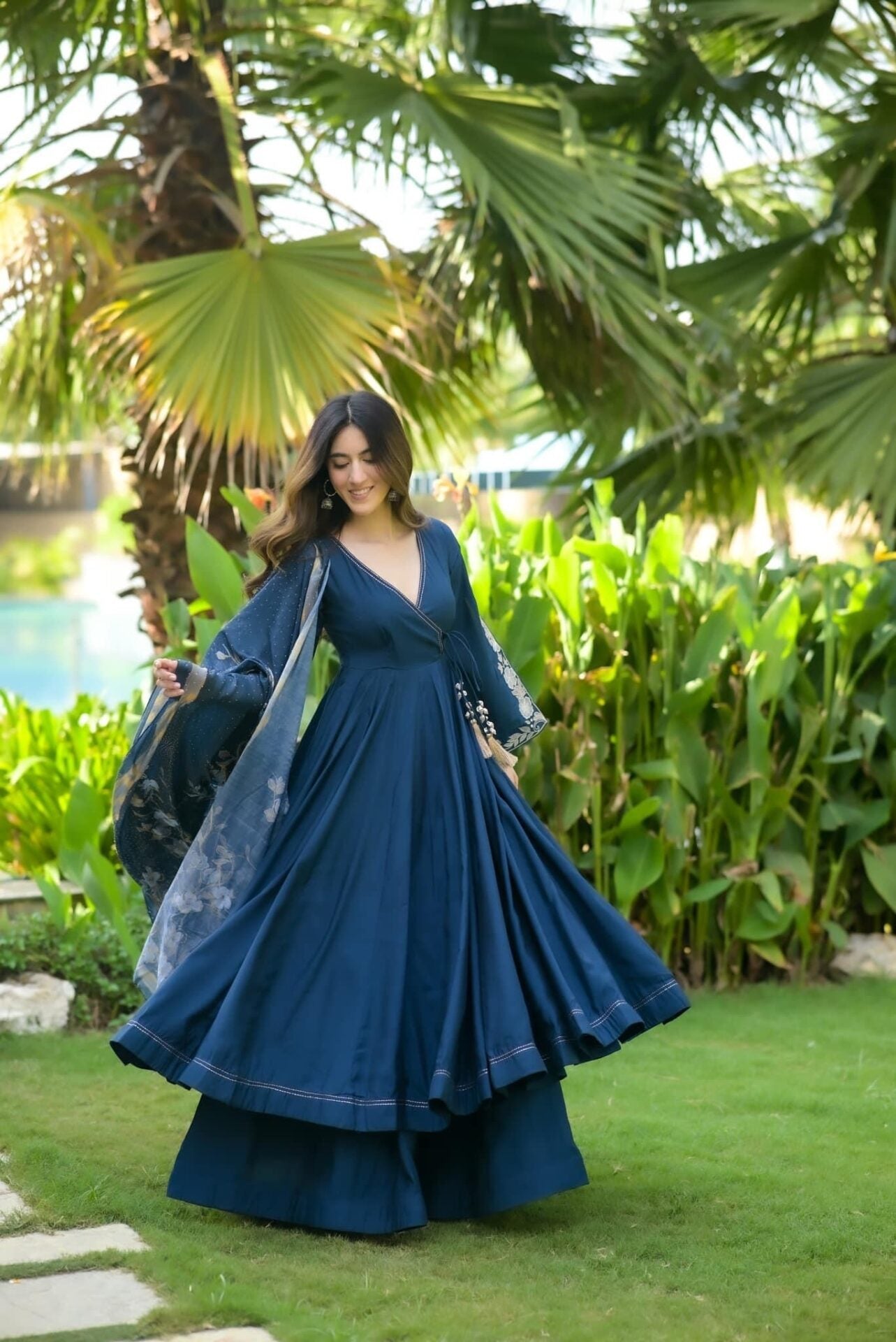 Idaho-o Tanvi blue muslin suit set