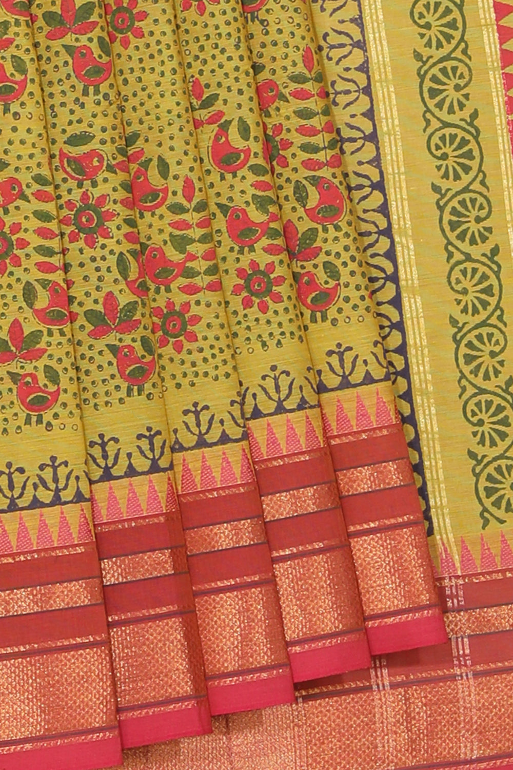 Kalanjali Ethnics Hand block printed cotton saree
