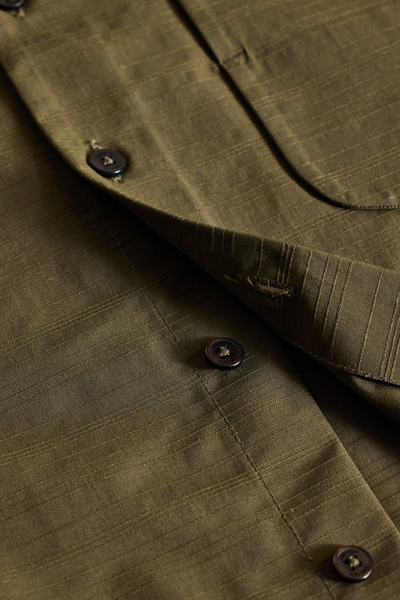 SNITCH Olive Stripes Relaxed Fit Overshirt - view 8