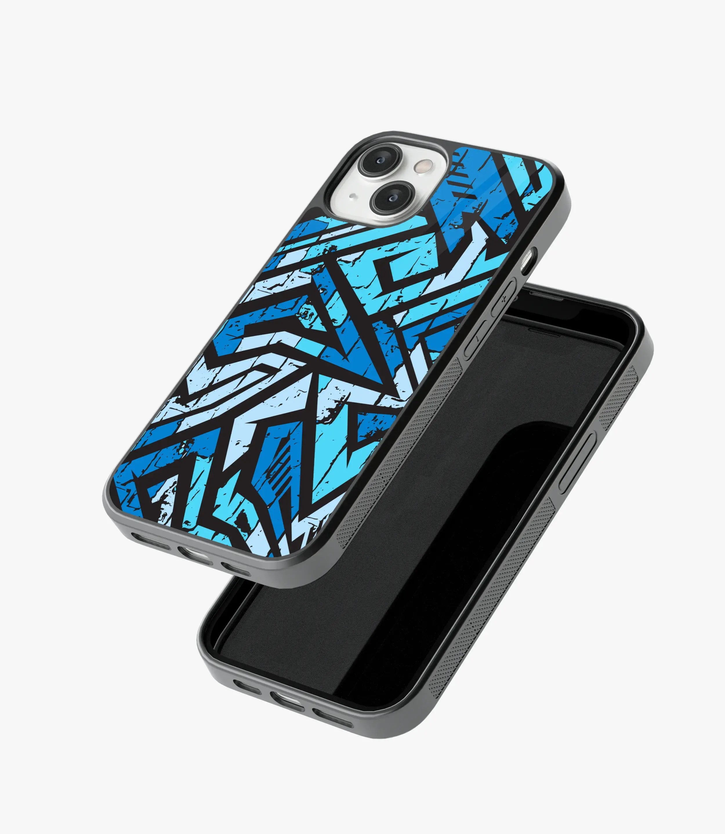 The Case Company Abstract Blue Stripes Geometric Pattern Glass Case - view 3