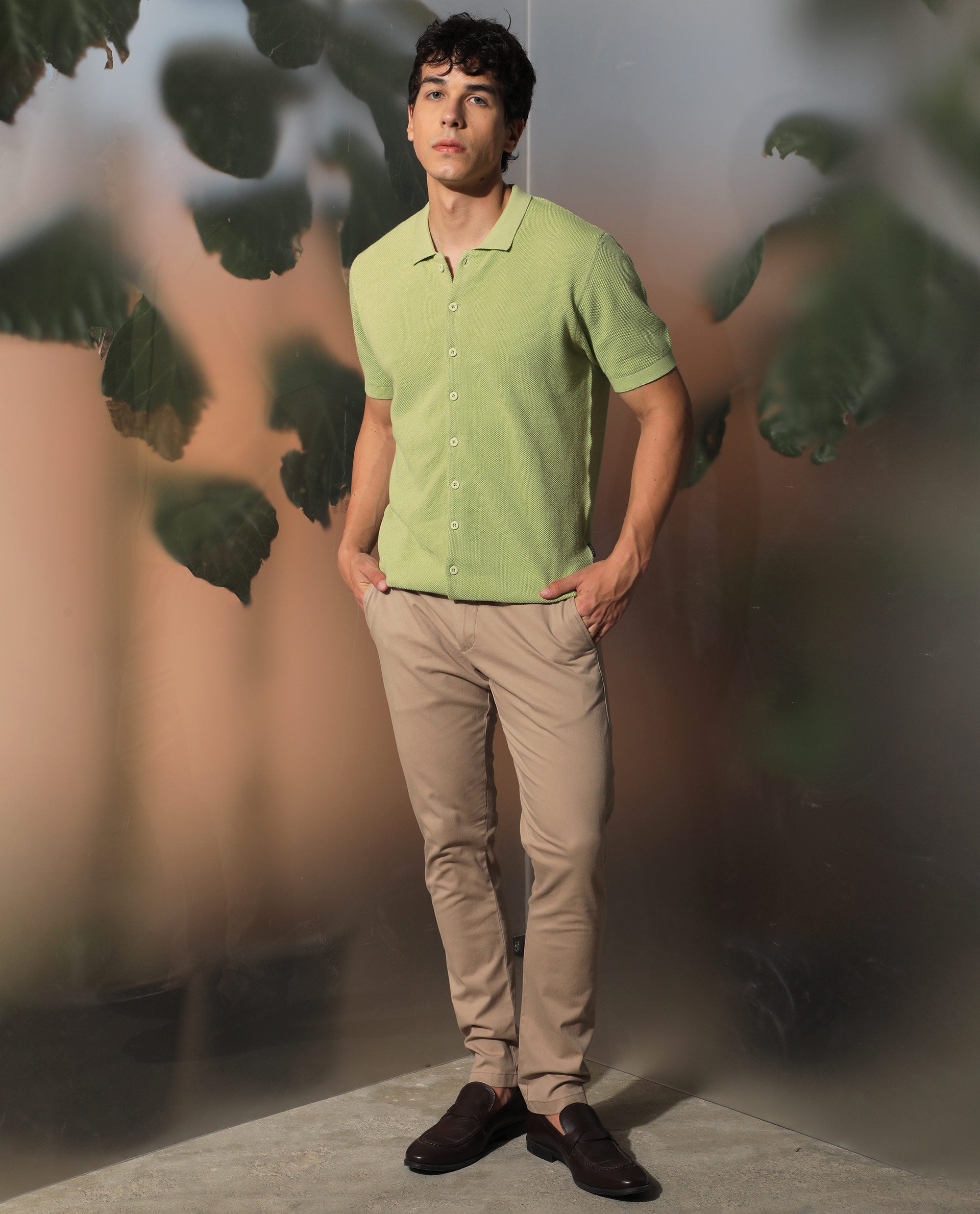 Rare Rabbit Men'S Alias Ss Light Green Shirt Cotton Fabric Collared Neck Short Sleeves Solid Print - view 9