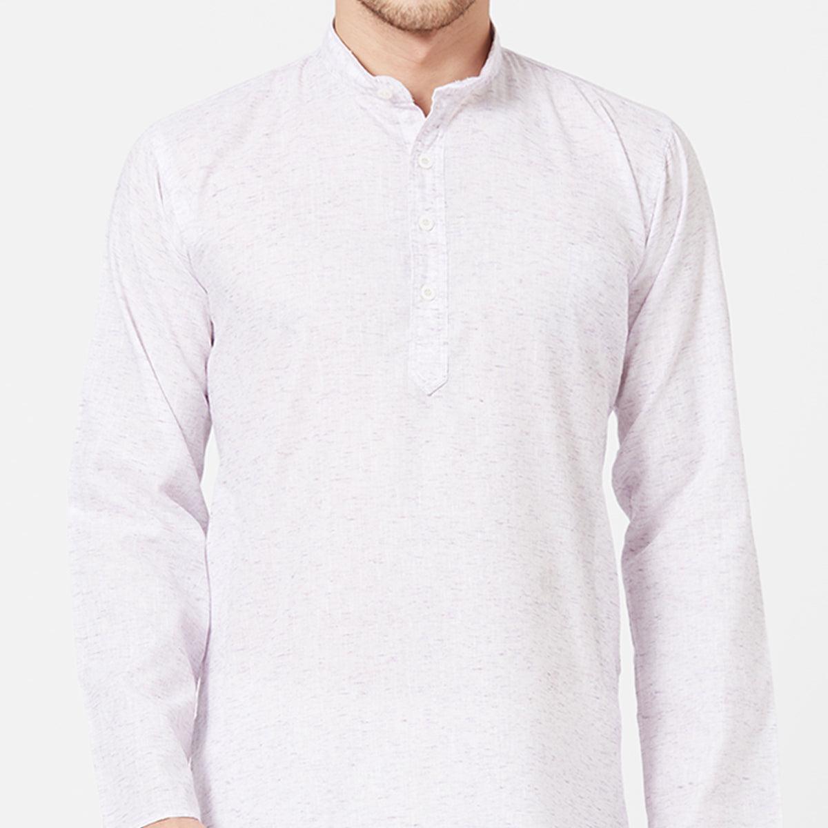 Peachmode Light Lavender Colored Festive Wear Cotton Kurta - view 2