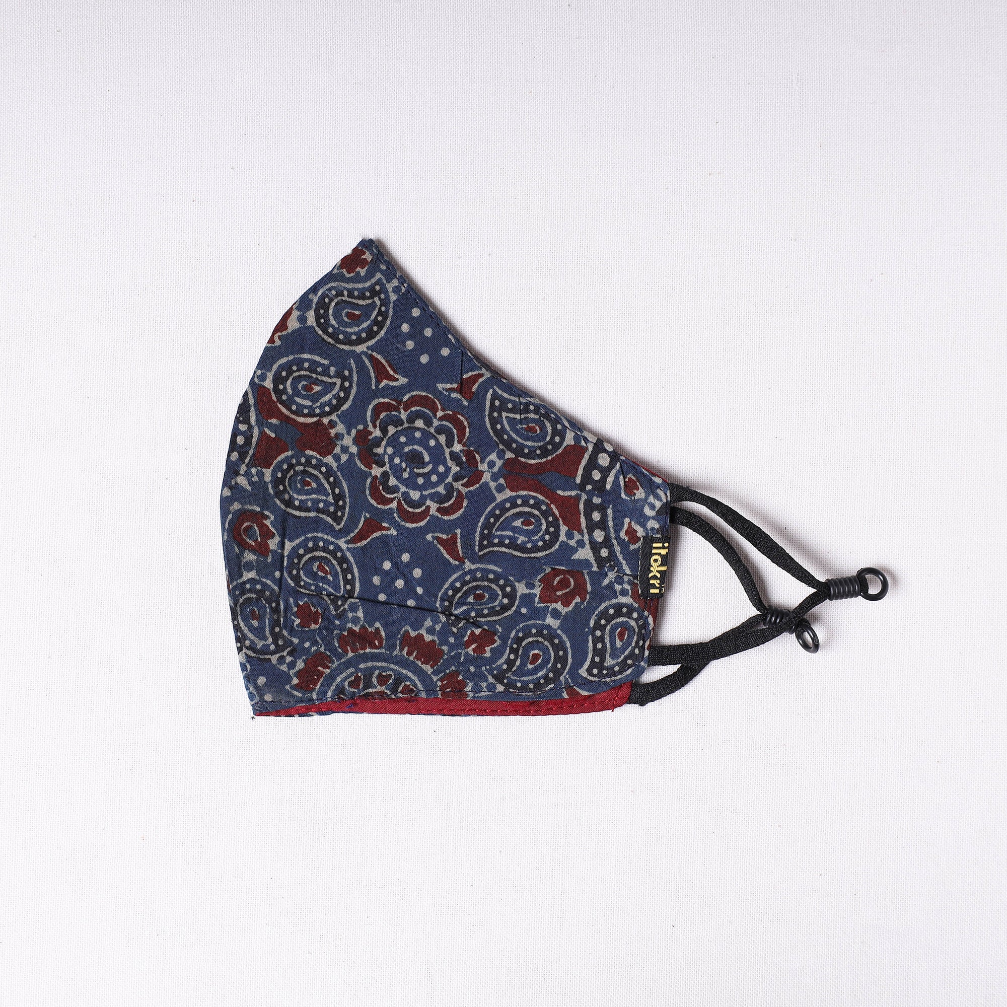 JALPARI Ajrakh Block Printed Cotton 3 Layer Snug Fit Face Cover
