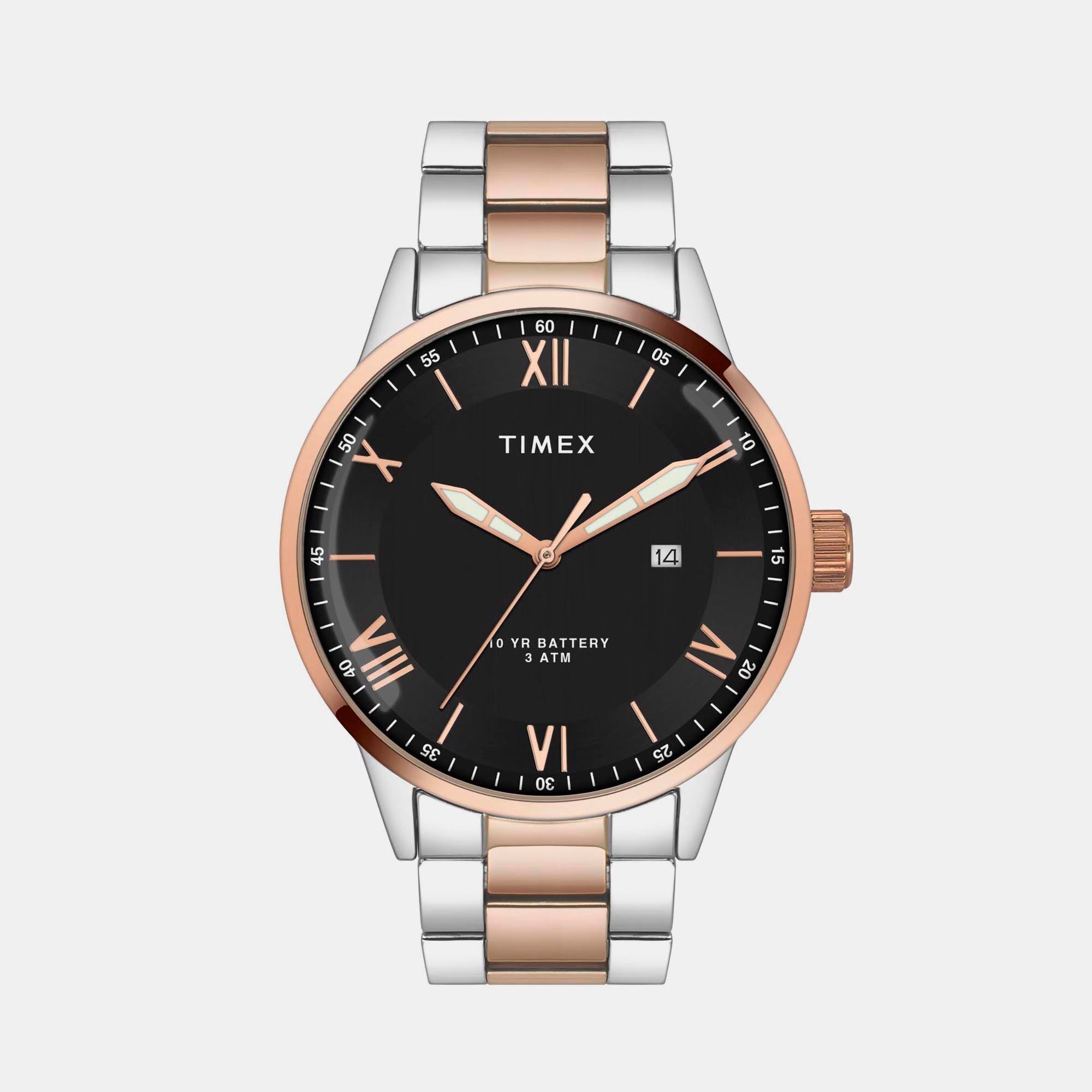 Timex E Class Men Quartz Black Dial Analog Stainless Steel Watch TWEG19919