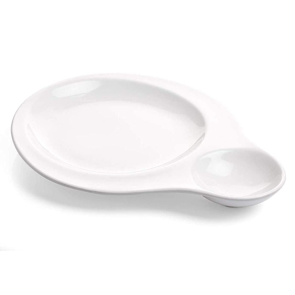 Clay Craft Ceramic Basic Platter Chip & Dip Belly | White | 1 Pc - view 3