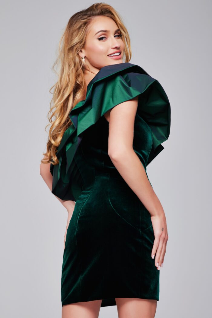 Jovani 39888 Short Ruffle Velvet Cocktail Dress - view 2