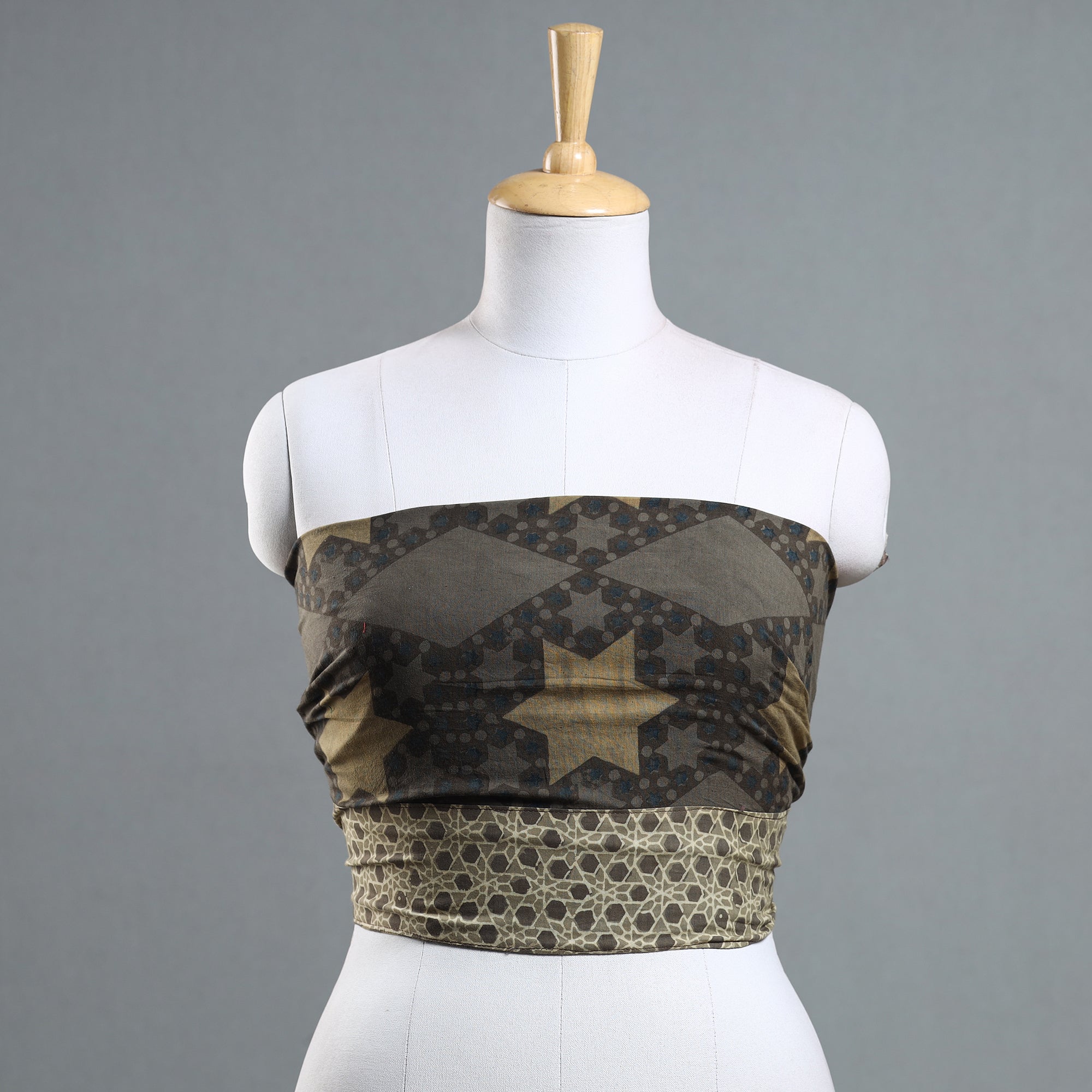 NOORI BAZAR Brown - Ajrakh Block Printed Cotton Blouse Piece