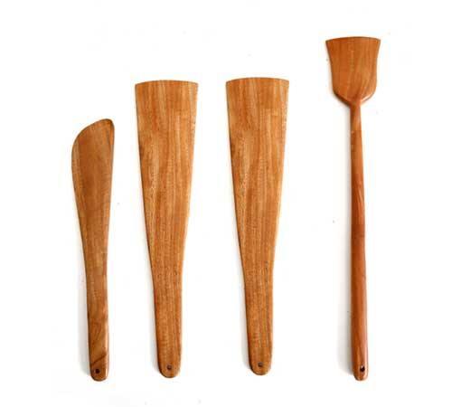 The Indus Valley 100% Natural Neem Wood Cooking & Serving Spatula/Ladles, Set of 4, Toxin-free, Anti-microbial - view 2