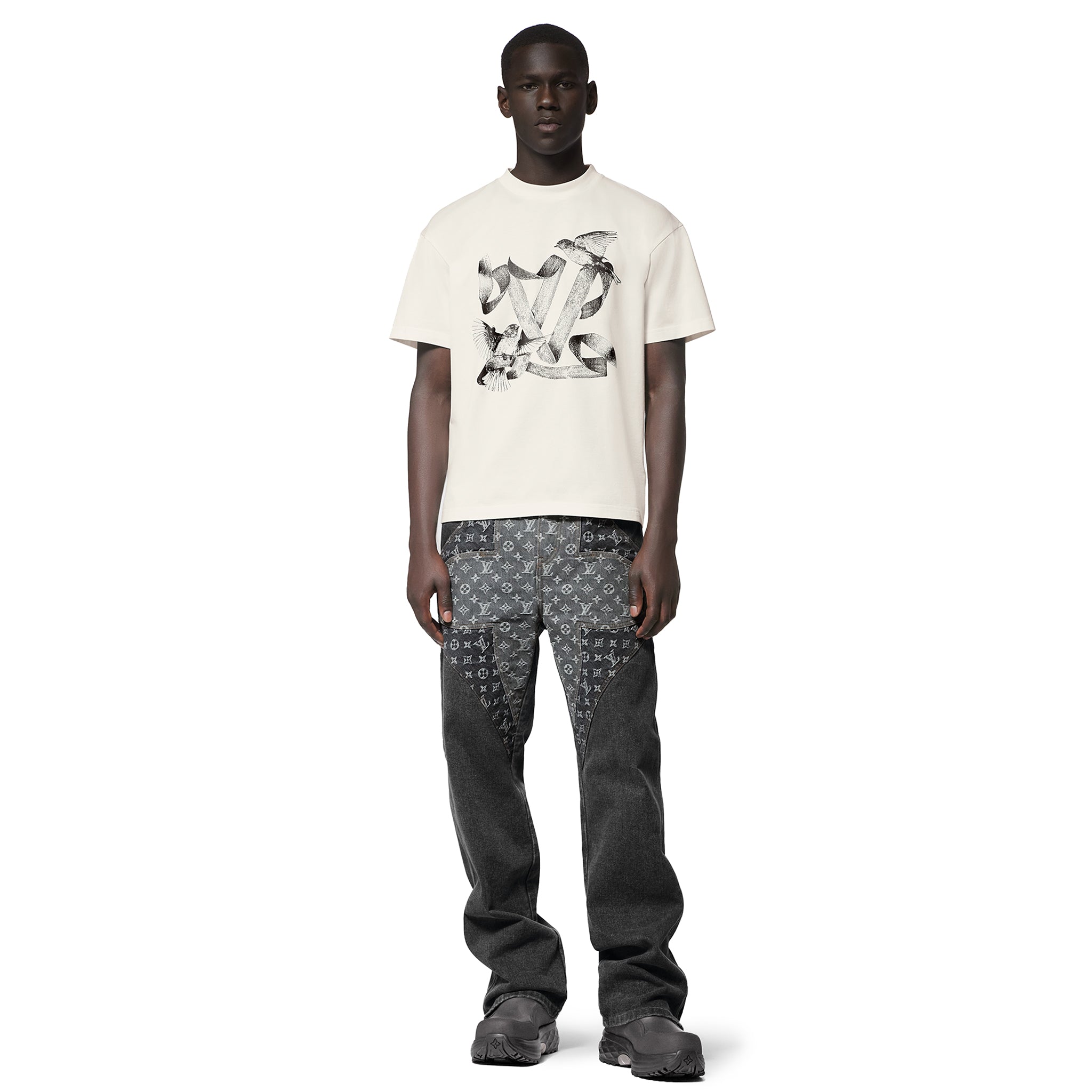 Louis Vuitton LV Birds Printed Cotton T Shirt White - view 4