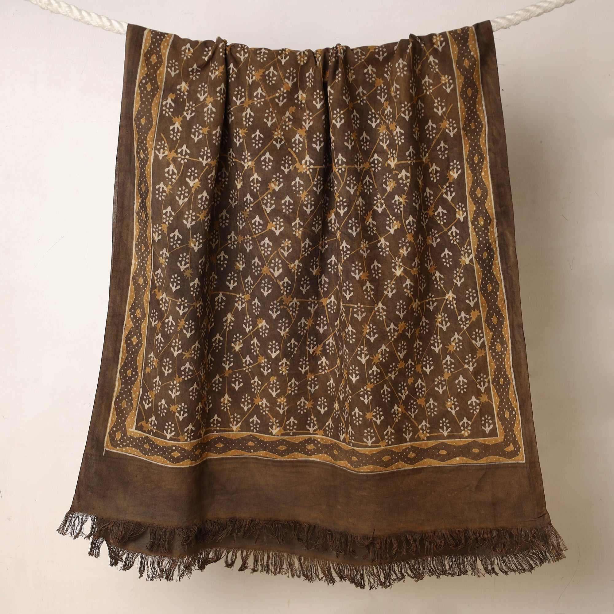 ITOKRI CRAFTS INITIATIVE Brown - Akola Block Printed Pure Handloom Cotton Towel - view 2
