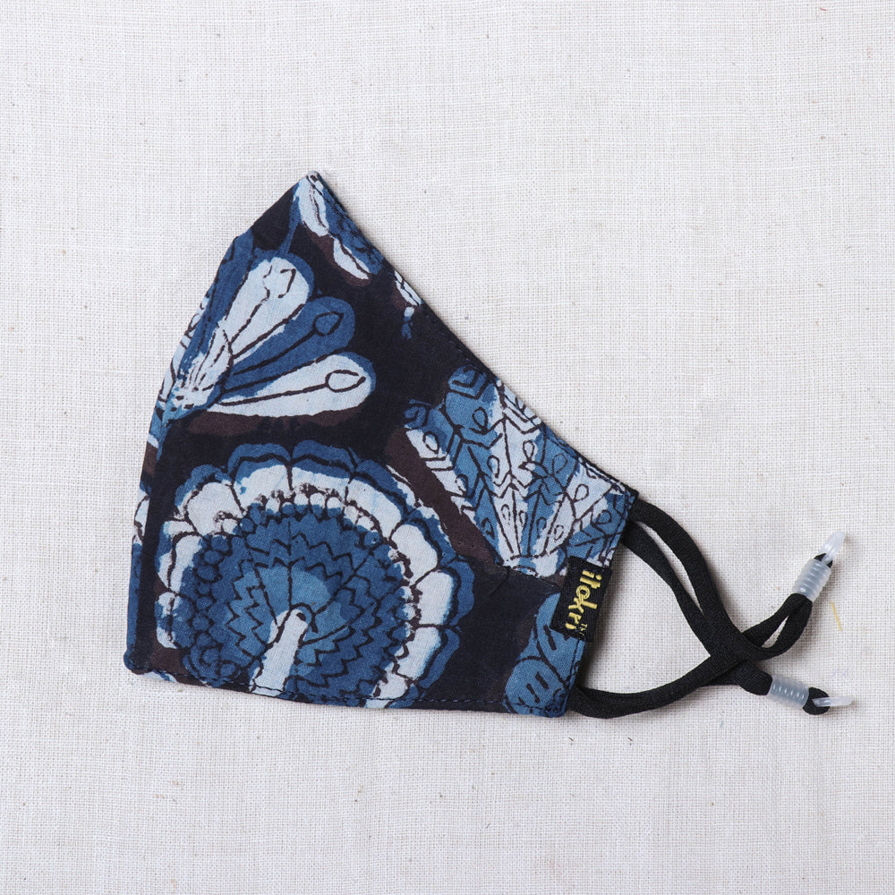 JALPARI Bagru Block Print Cotton 3 Layer Snug Fit Face Cover