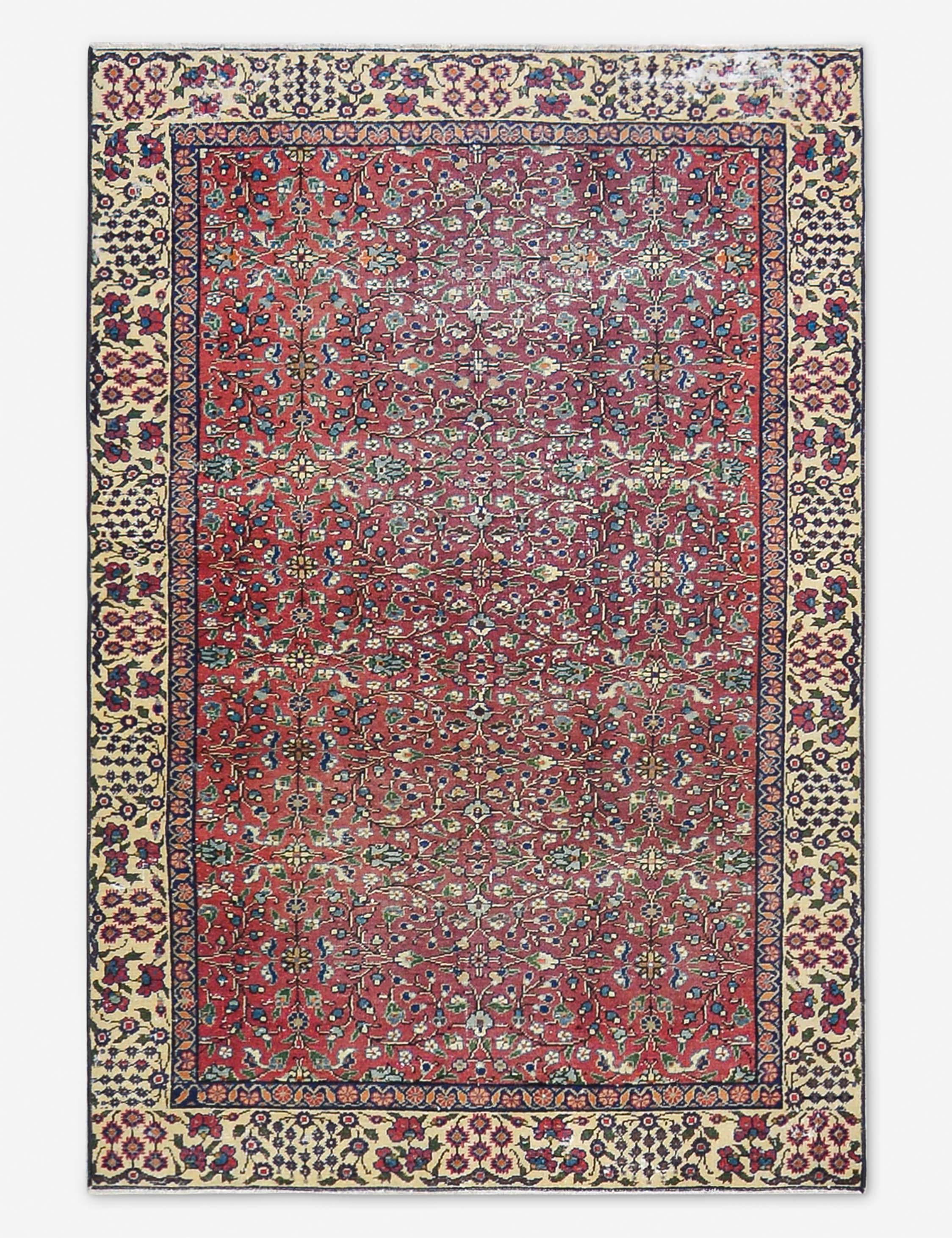 Lulu and Georgia Vintage Turkish Hand-Knotted Wool Rug No. 526, 3' 7" X 5'