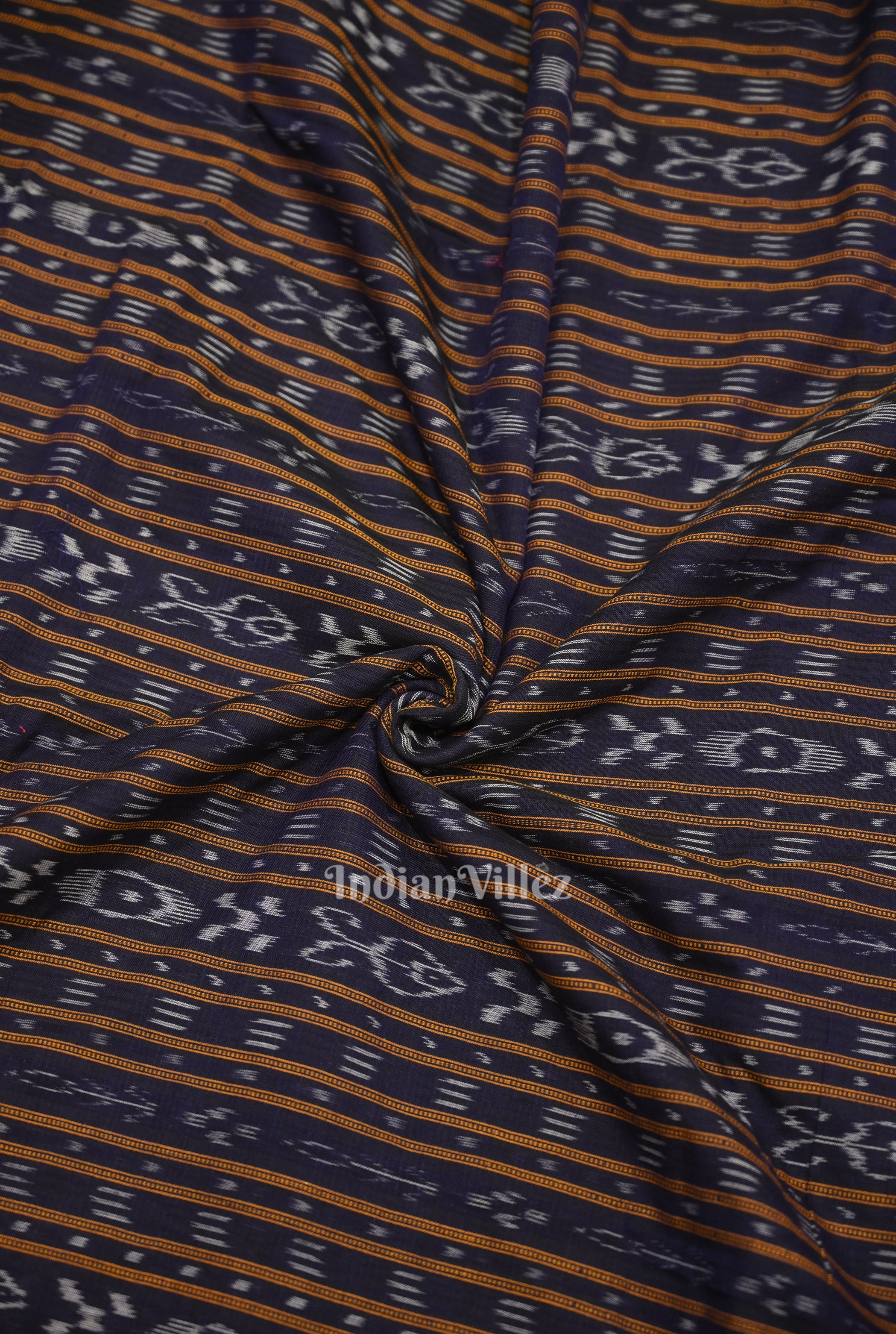 IndianVillèz Navy Blue Sambalpuri Odisha Ikat Cotton Fabric