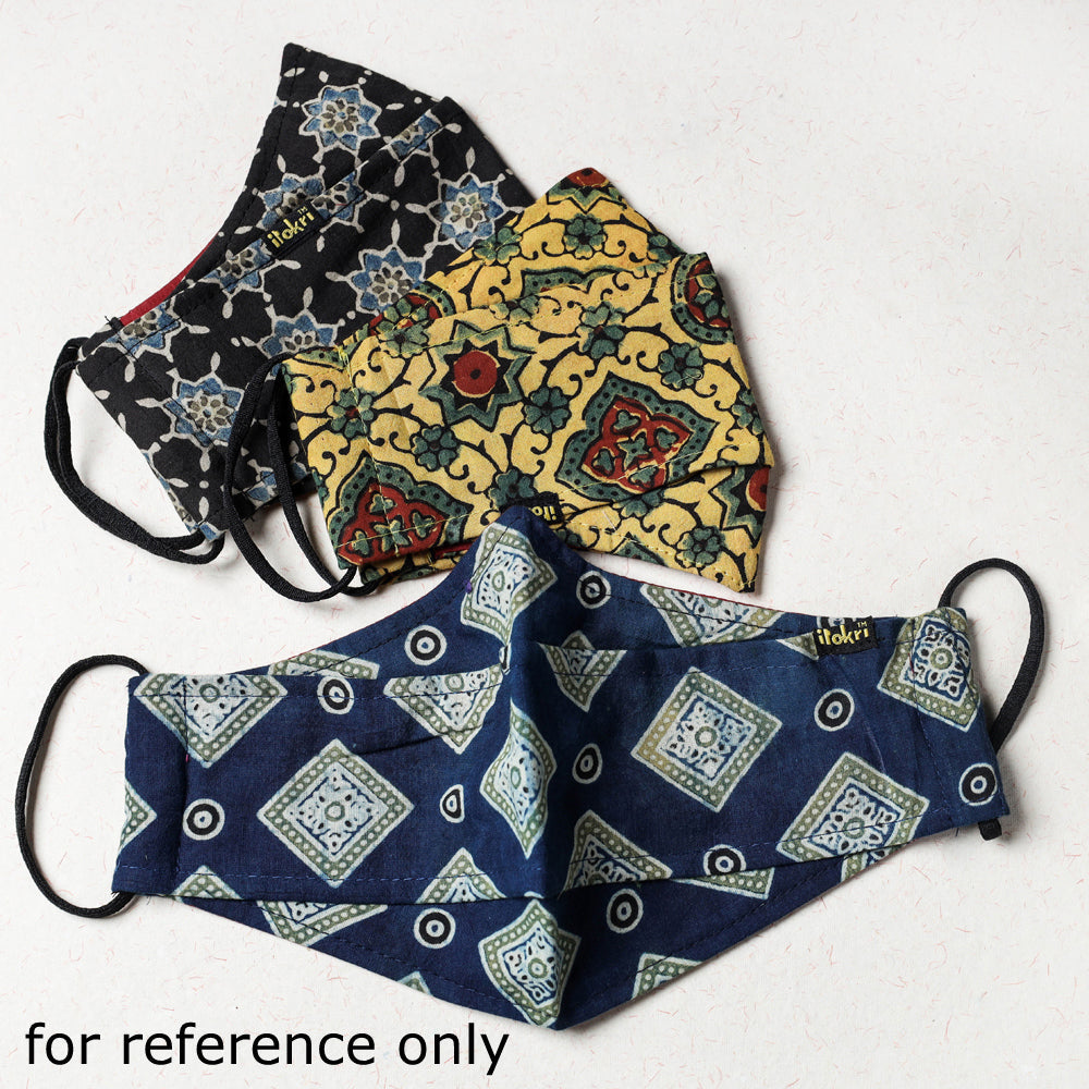 JALPARI Ajrakh Block Print Cotton 3 Layer Maska Snug Fit Face Cover - view 2