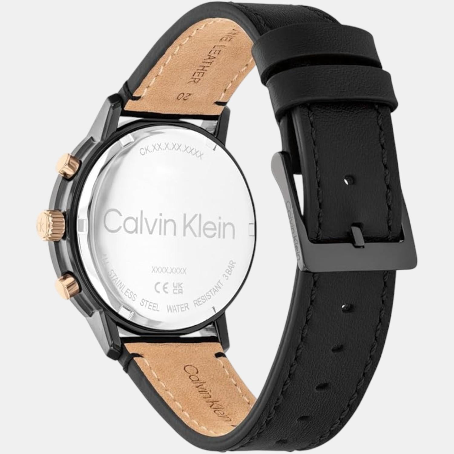 Calvin Klein Gauge Men Quartz Black Dial Multi-Function Leather Watch 25200499 - view 3
