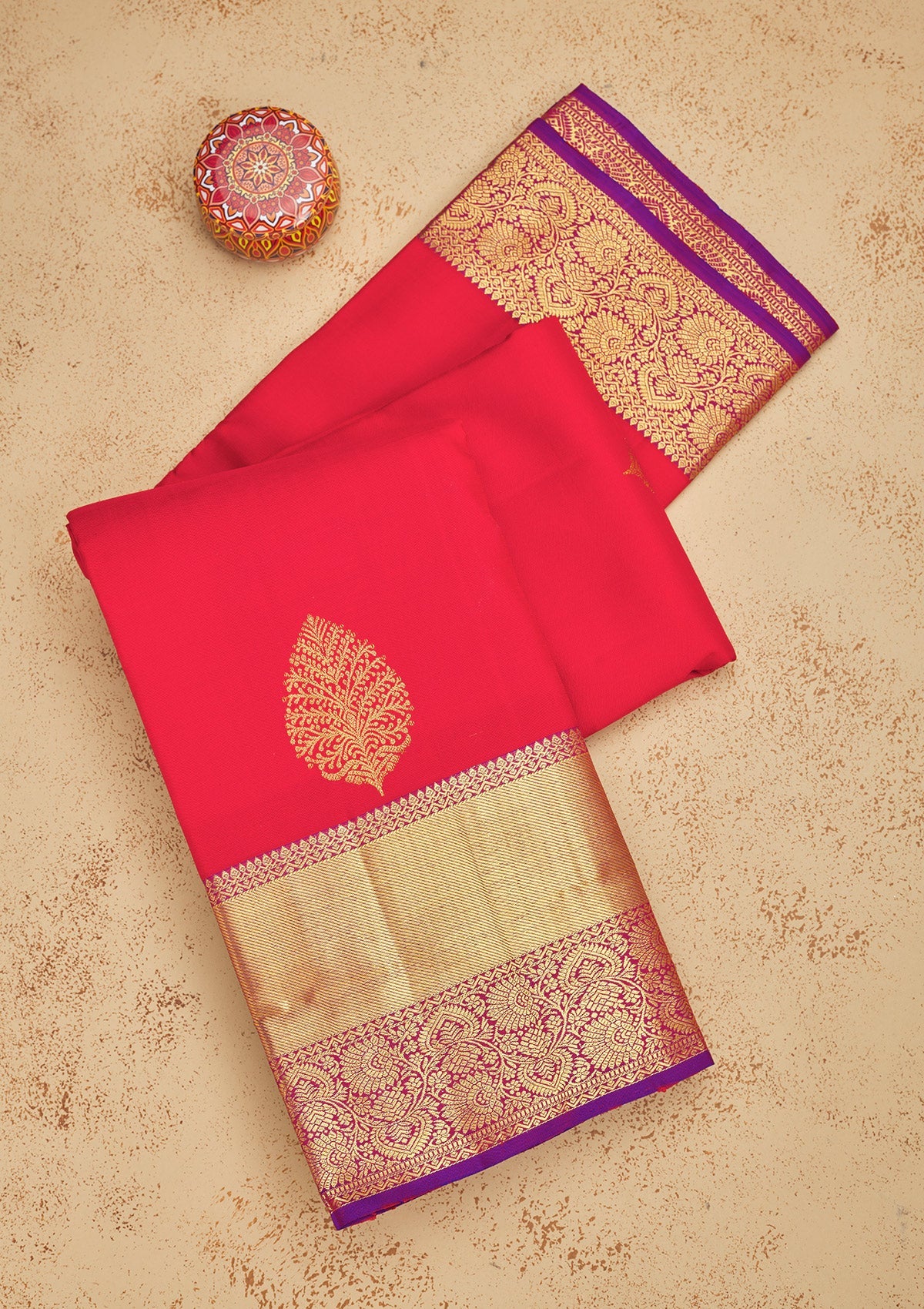Koskii Red Zariwork Pure Silk Saree – Women's