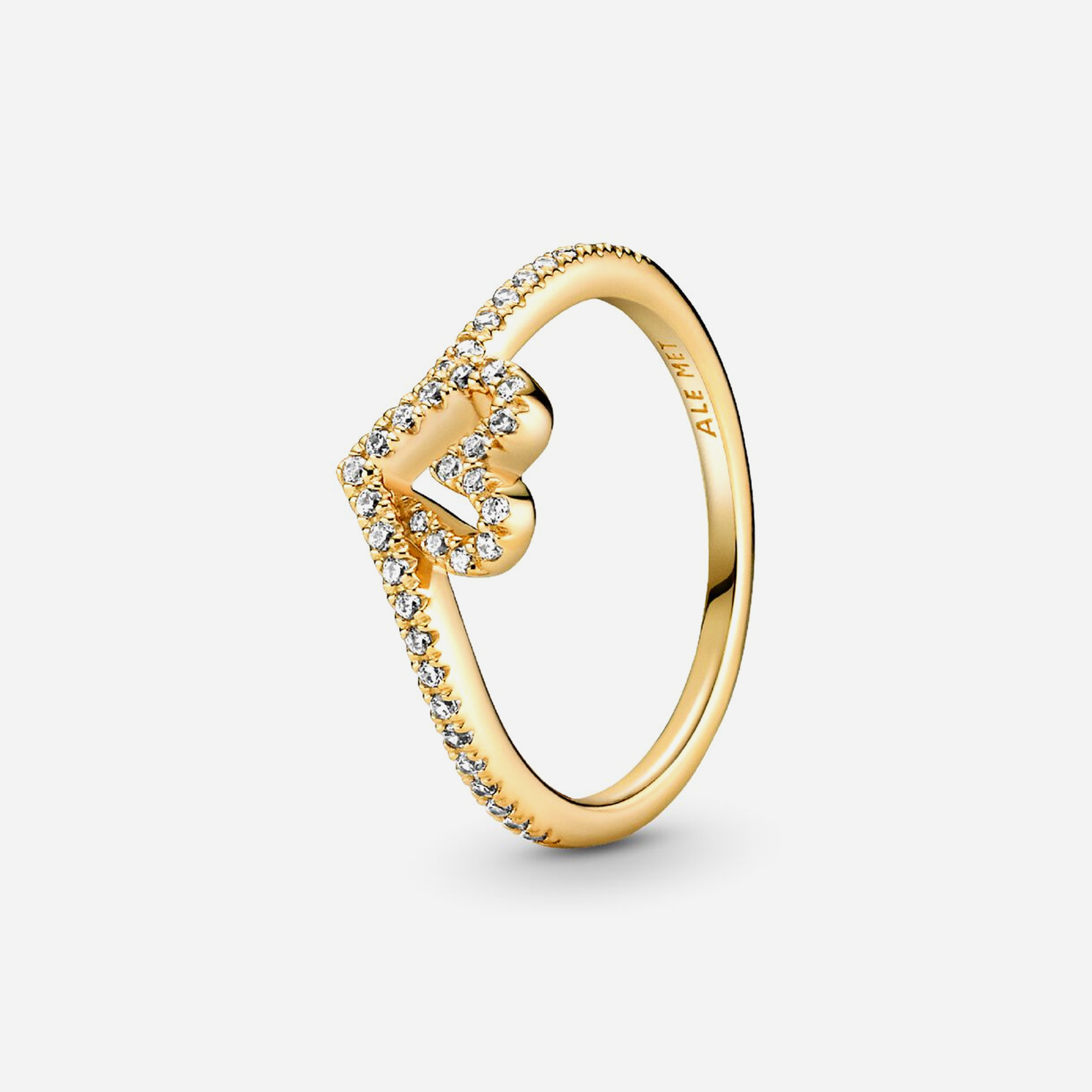 Pandora Sparkling Wishbone Heart Ring Gold Plated - view 2