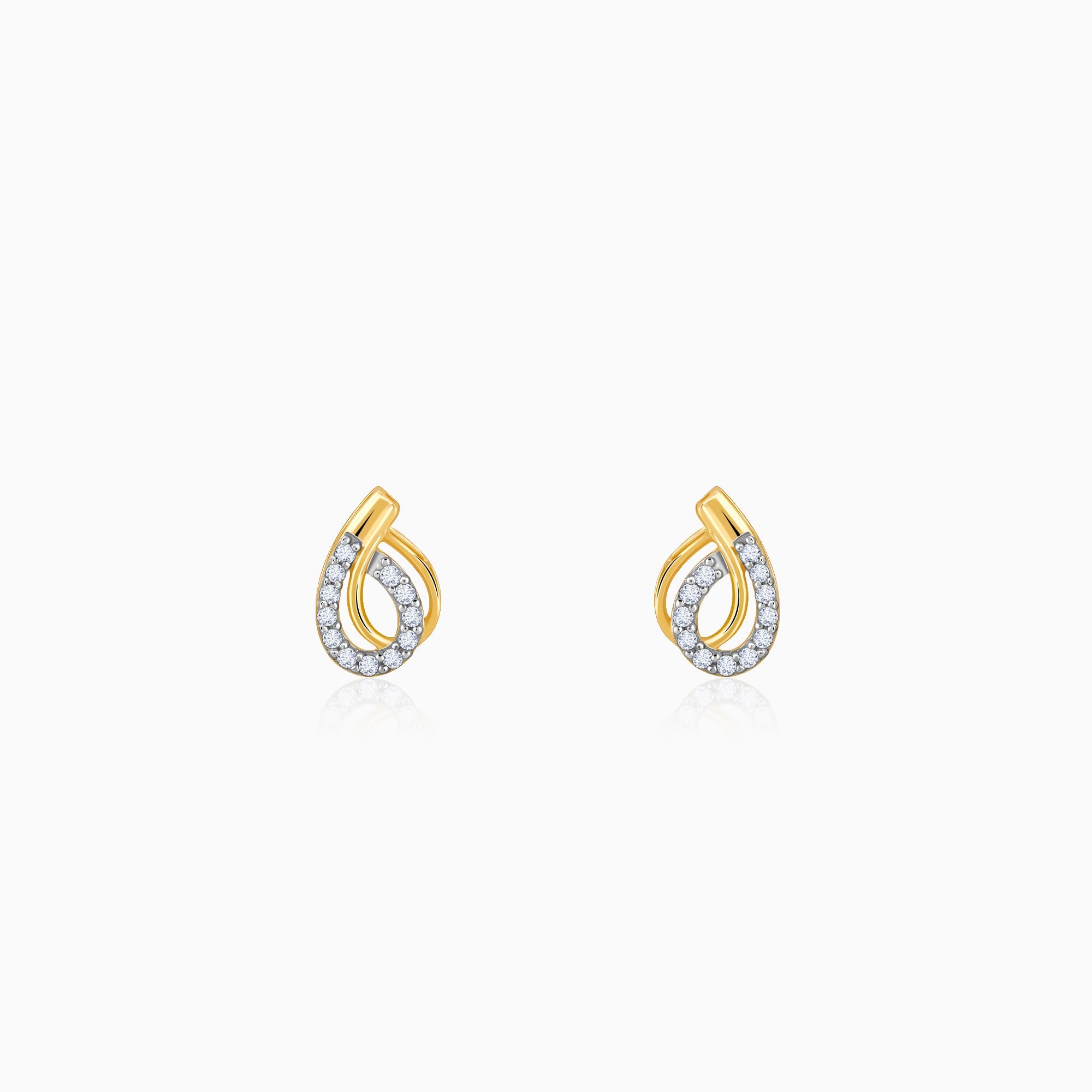 GIVA Jewellery Gold Ovale Diamond Earrings