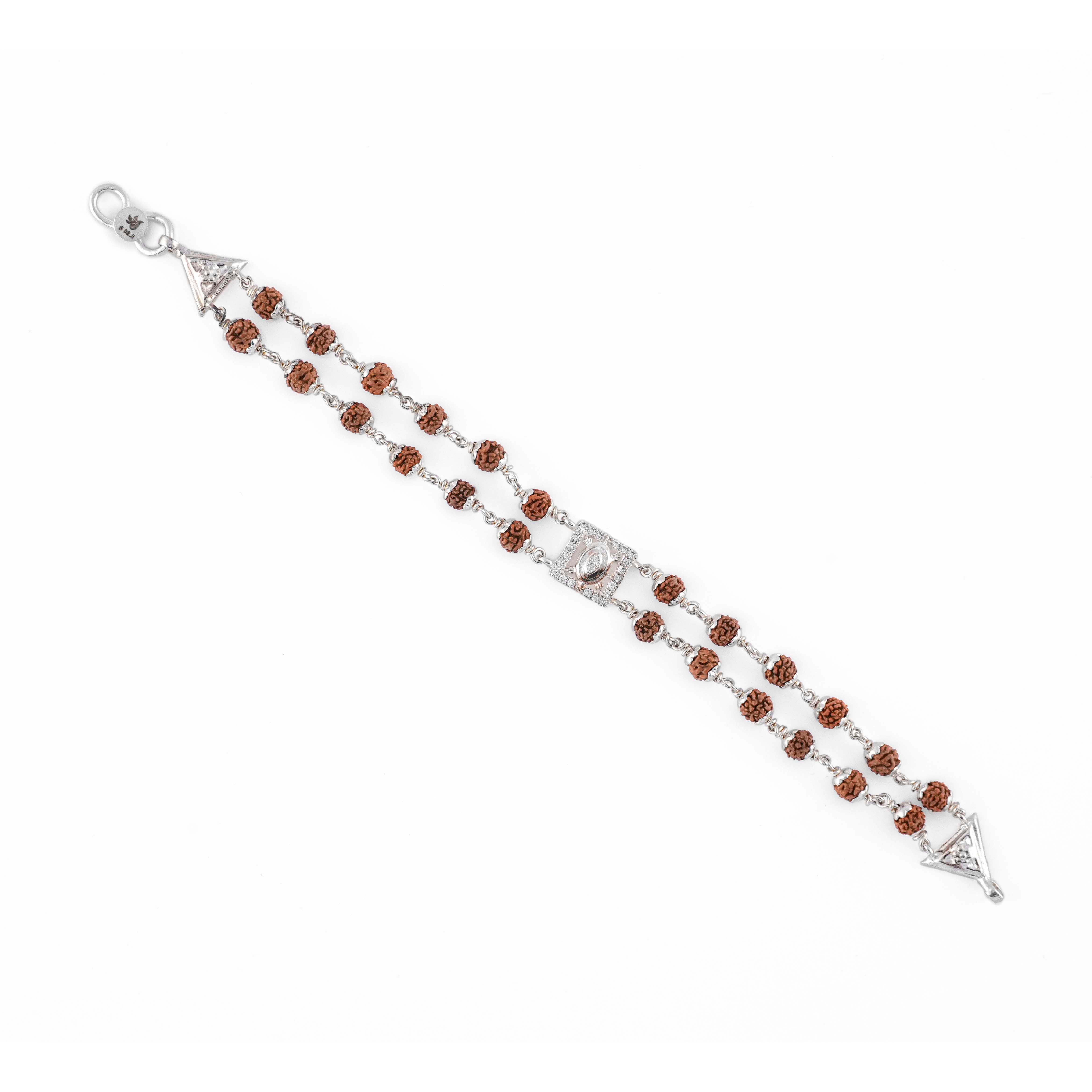 Prinjal Jewellers Rudraksha Silver Tortoise Symbol double line Bracelet - view 4