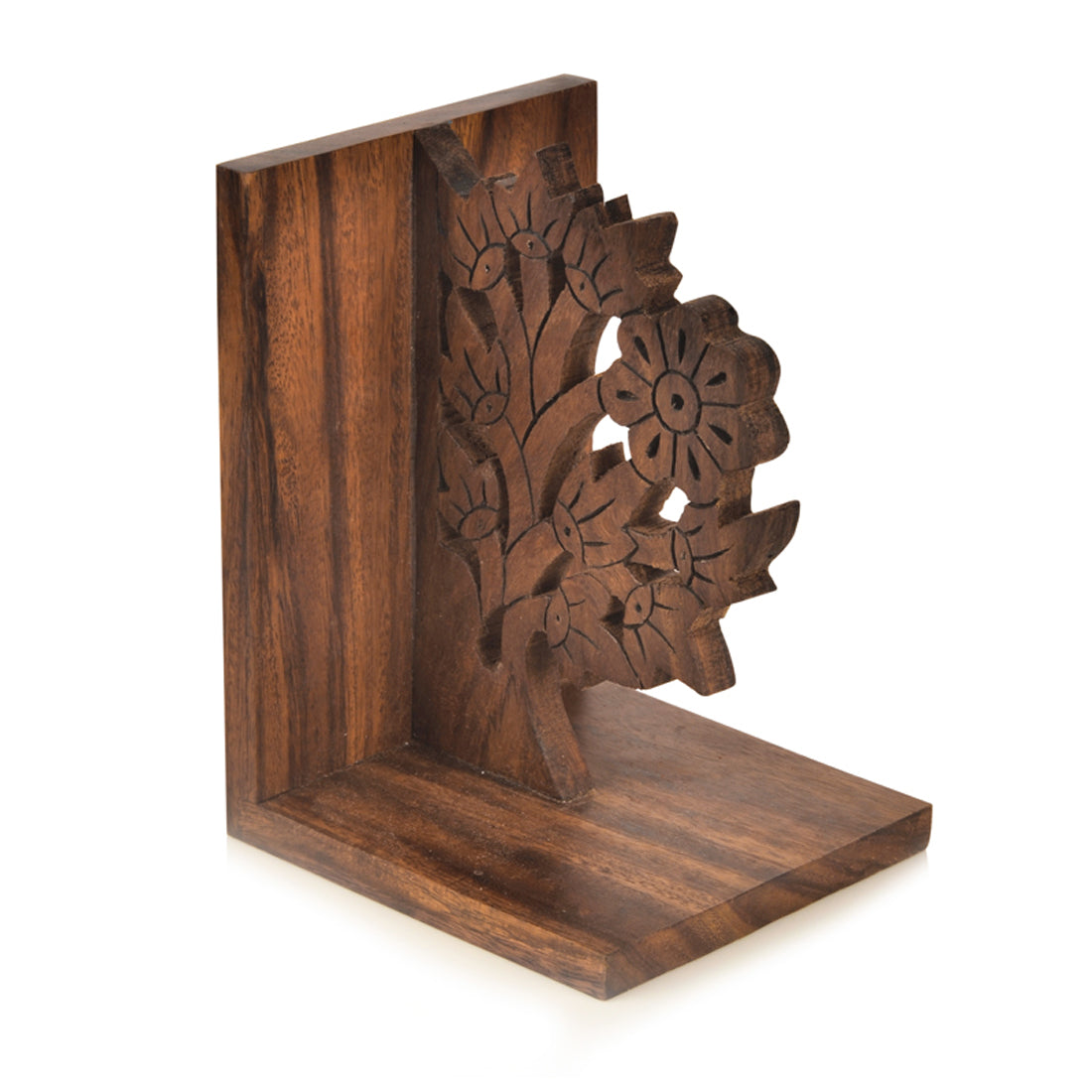 EXCLUSIVELANE 'Tree Of Life' - Hand Carved & Engraved Sheesham Wood Bookend - view 4